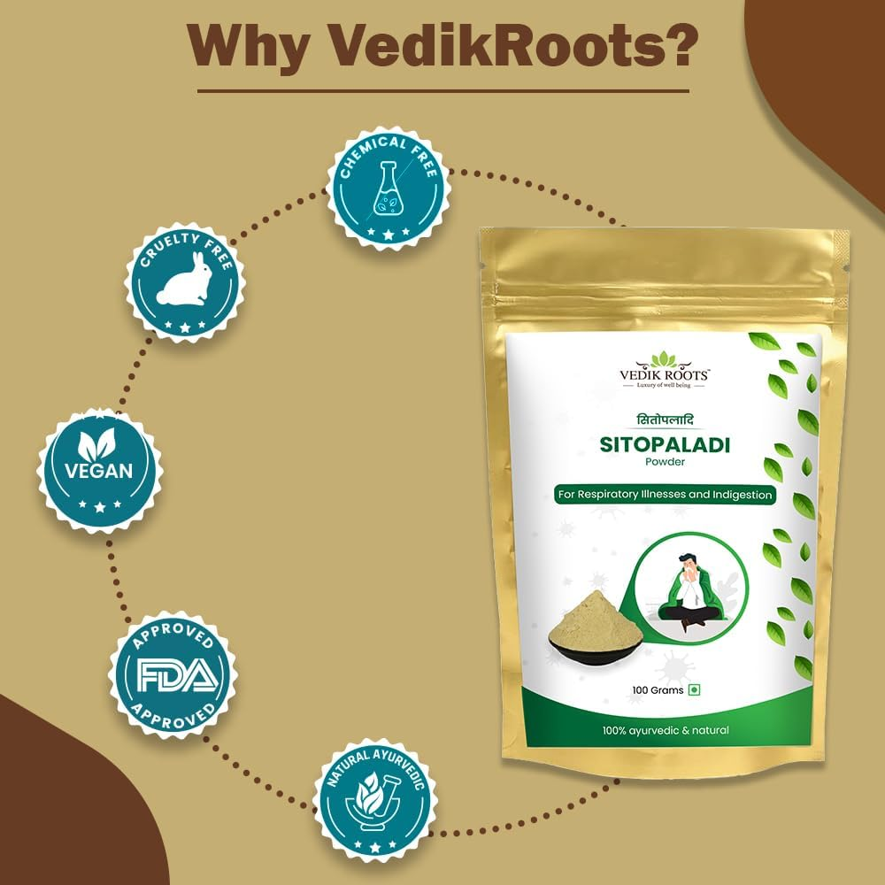 Ayurvedic Sitopaladi Churna Powder Respiratory Support for Cough Cold, Sore Throat & Digestive Wellness Useful in All Types of Cough (Pack of 1,100 Grams)