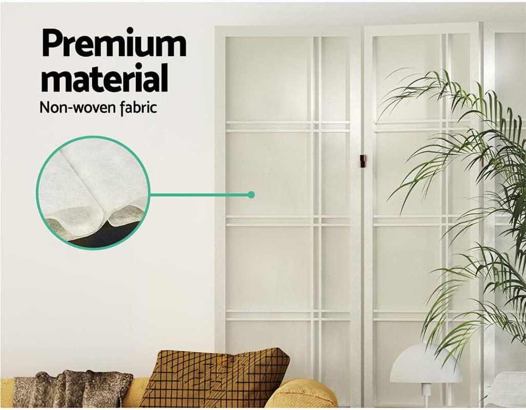 Artiss Room Divider, 4 Panel Folding Wooden Privacy Portable Screen Shelf Dividers Partition Wall Screens Home Pet Child Indoor Balcony Bedroom Furniture, Separator Water-Resistant White image number 3