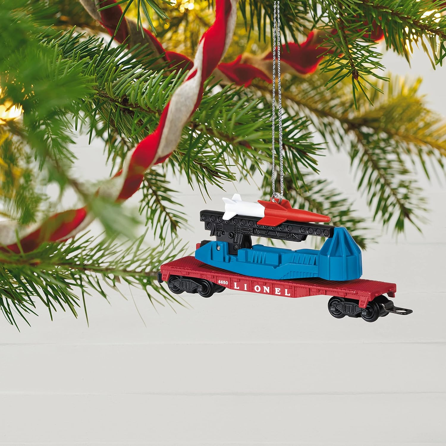 Hallmark Keepsake Christmas Ornament 2022, Lionel 6650 Missile Car, Metal Train Ornament image number 2