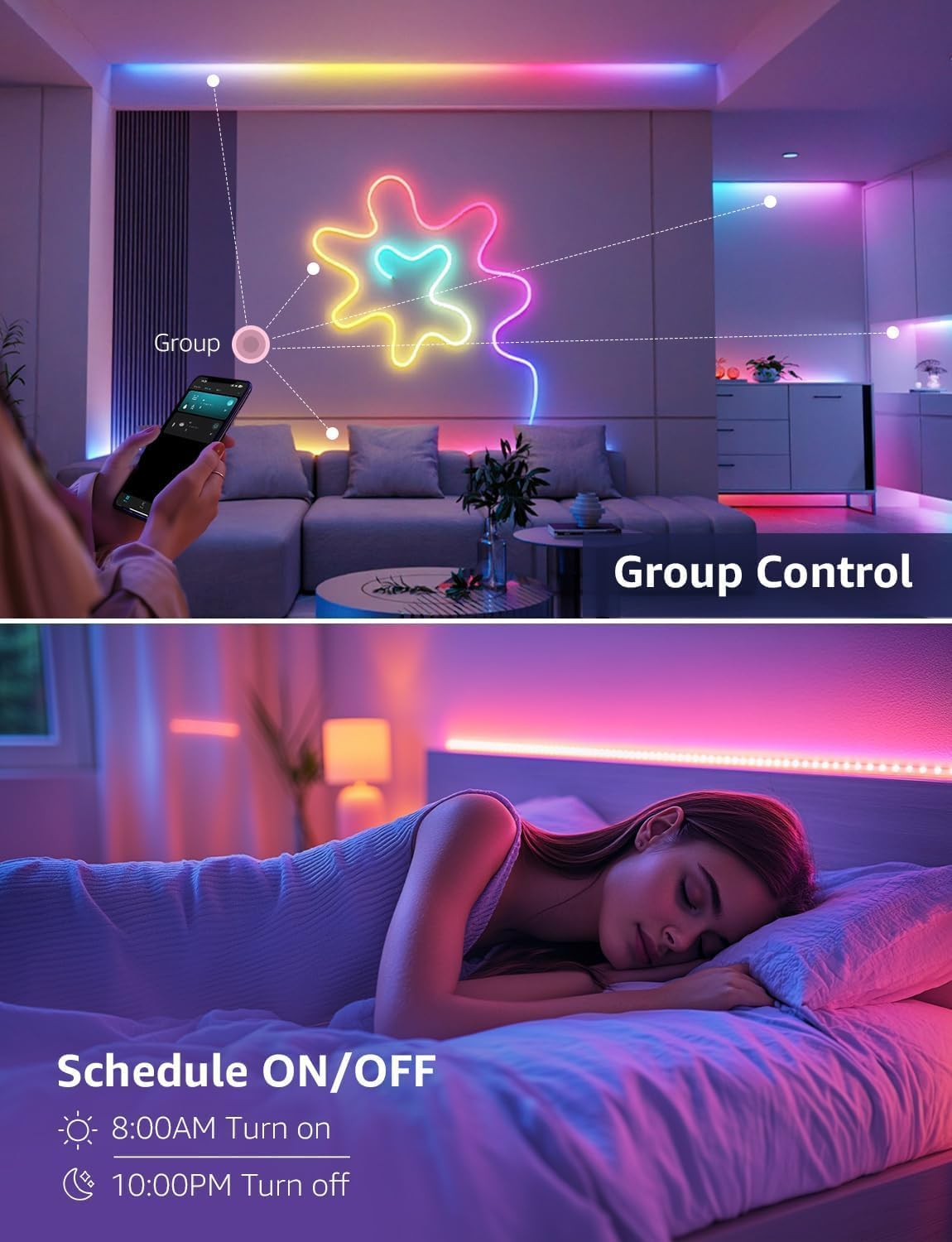 Lepro S1 AI Smart LED Strip Lights 10M RGB+IC, Works with Alexa & Google Assistant, Music Sync, Colour Changing, Wifi Bluetooth App Voice Control, Personalized AI Lighting Designer, Flexible LED Light