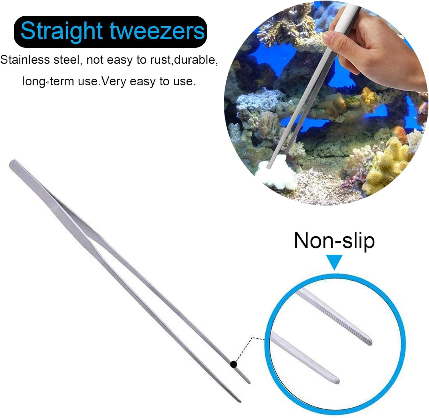 Aquarium Aquascape Tools Kit, Stainless Steel Aquatic Plants Tools, 4 in 1 Anti-Rust Aquascaping Tweezers Scissors Spatula Scrapers Tool Set for Fish Tank Cleaning Plant Trimming Shears image number 4
