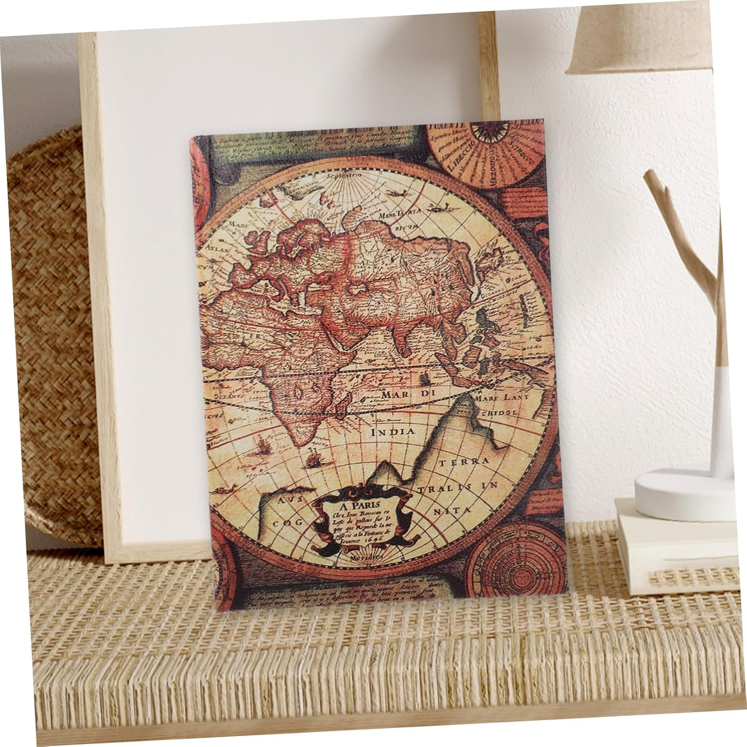 Mobestech Retro Faux Book Box Small Rectangular Trinket Storage Organizer Vintage Map Style False Book Keepsake Container for Home Office Shelf image number 4