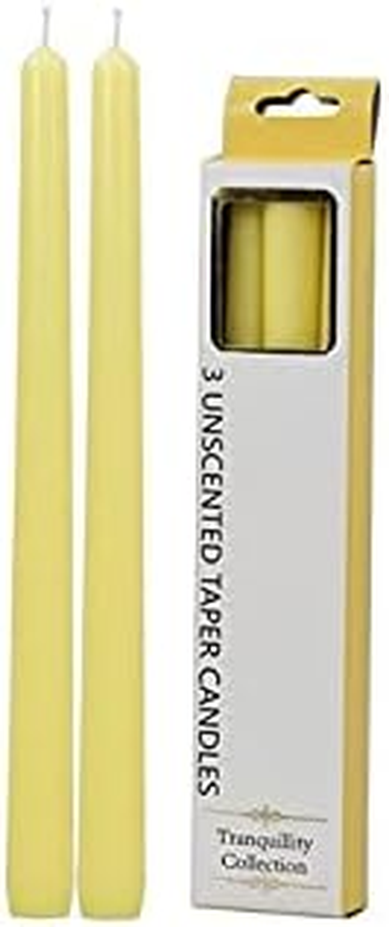 Tranquillity Collection Unscented Taper Candle 3-Pieces, Fresh Cut Pineapples