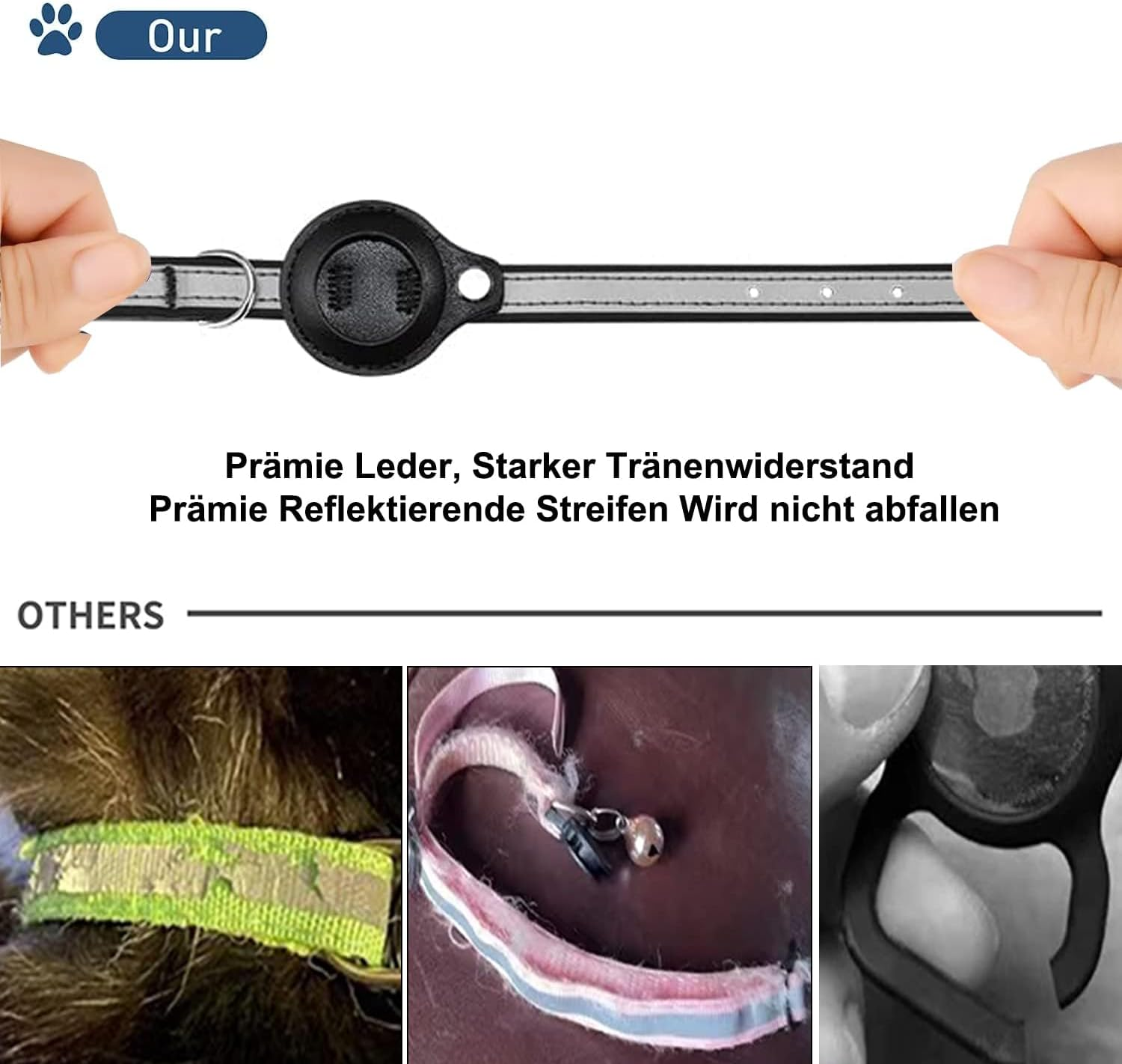 Airtag Cat Collar, Leather Airtag Collar Cat, Reflective Adjustable GPS Cat Collar Airtag Case for Tracking Cat Anti-Loss, Airtag Cat for Large/Medium/Small Cat (XS, Purple) image number 3