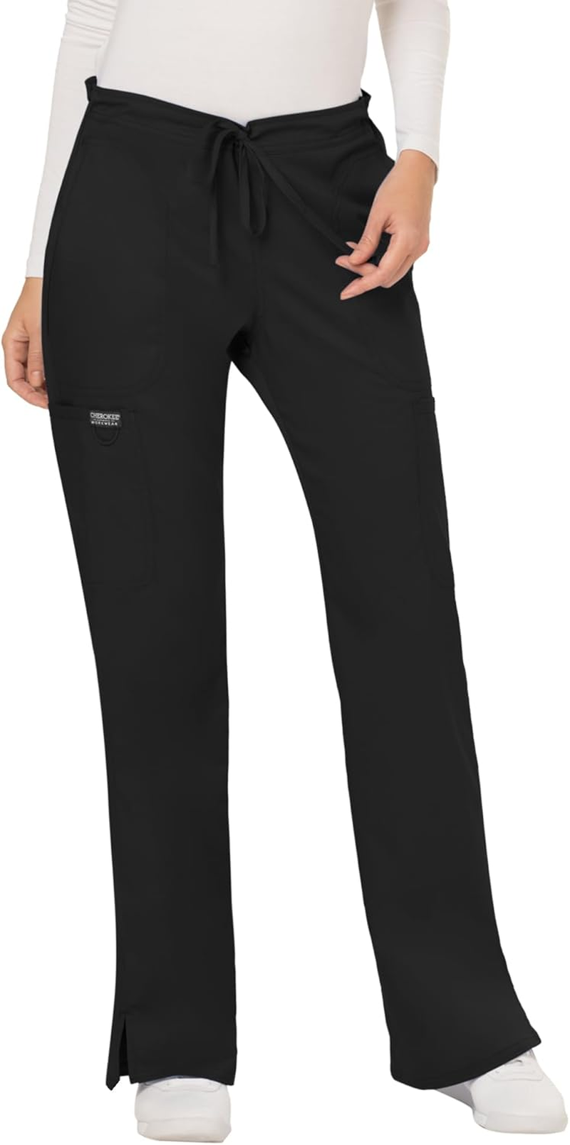 Cherokee Workwear Revolution WW120 Women'S Mid Rise Moderate Flare Drawstring Pant