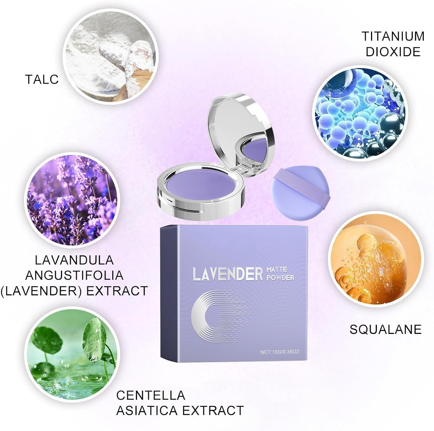 Lavender Matte Powder,Lavender Setting Powder, Silky Blurring Oil Control Long-Lasting,For Silky Blurring Oil Control Long-Lasting Makeup - 1Pcs image number 7