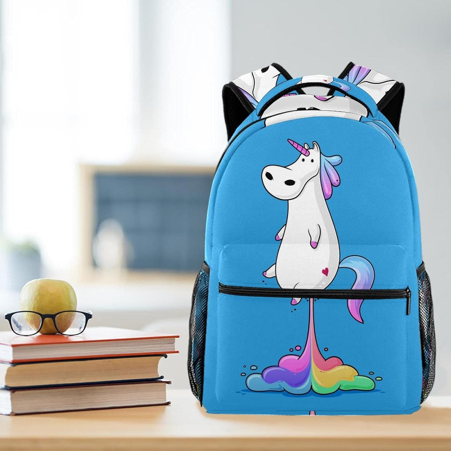 Cute Funny Unicorn Farting Rainbow Backpack Students Shoulder Bags Travel Bag College School Tote Backpacks image number 2