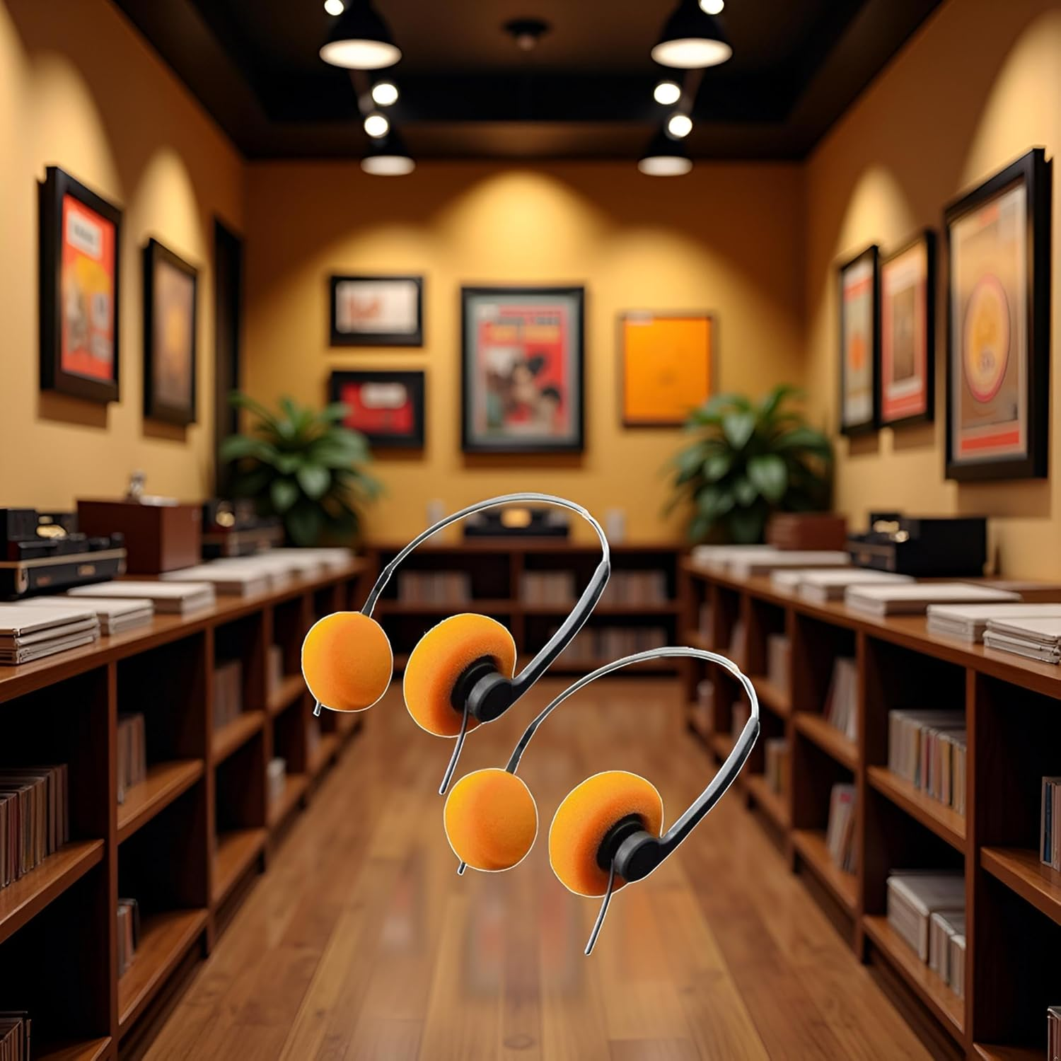 2Pcs Orange Retro Over-Ear Headphones,Wired Stereo Headphones,Headphone,Lightweight Portable Headphone with Adjustable Headband,Electronics