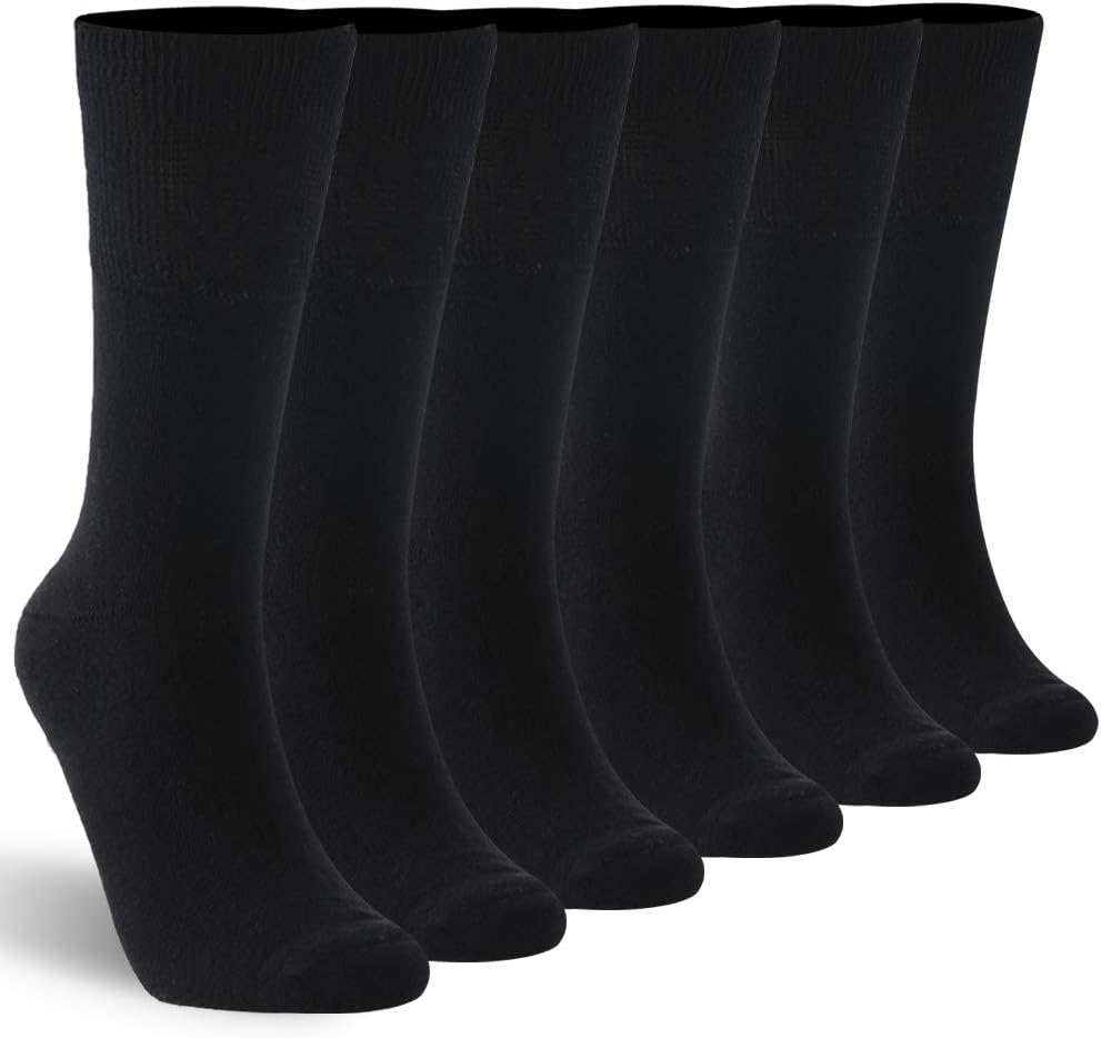 Kitnsox Unisex Seamless Casual Cotton Non Binding Cushion Diabetic Crew Socks 1/3/6 Pack M/L/XL image number 6