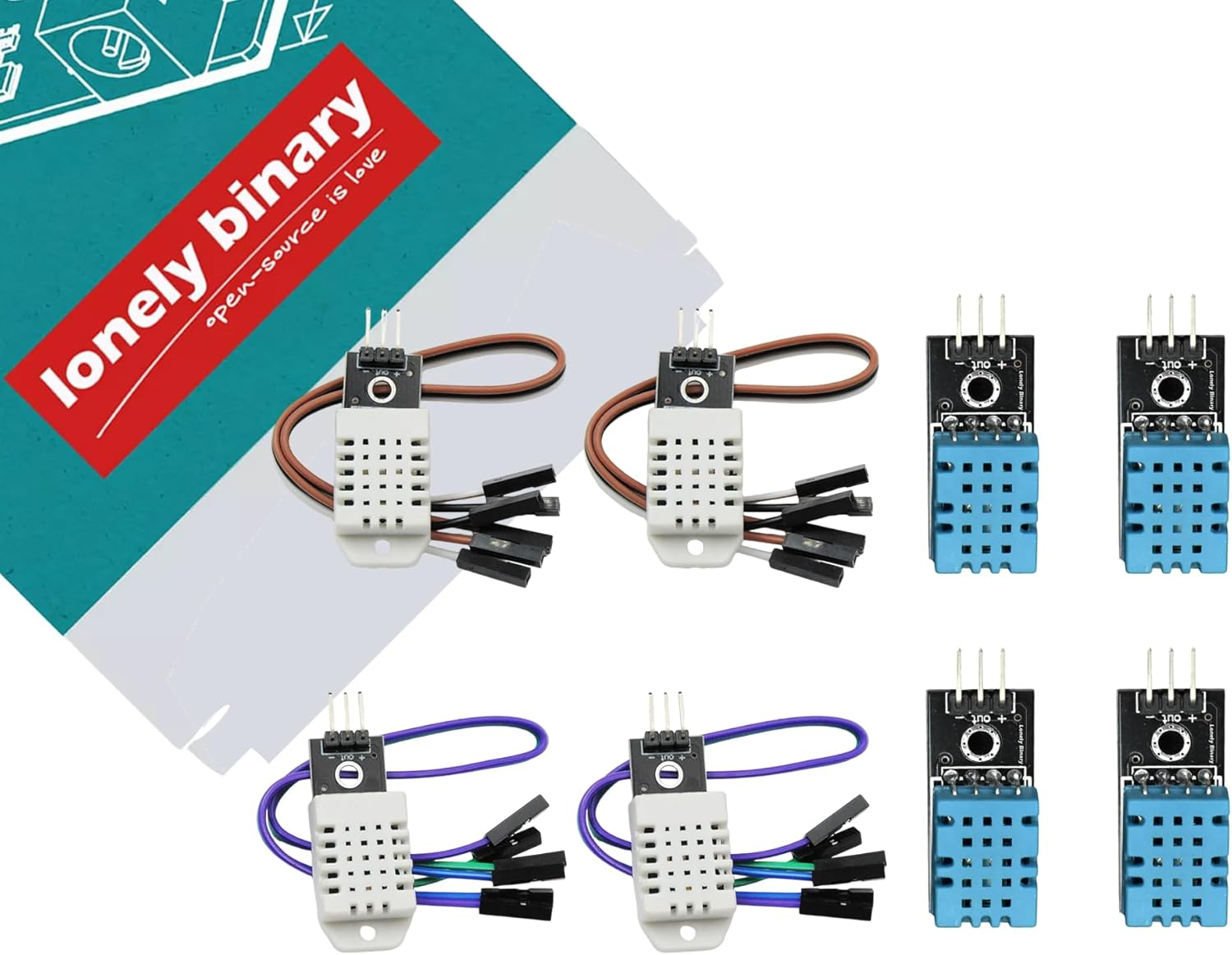 Lonely Binary DHT22 & DHT11 Temperature and Humidity Sensor Set &ndash; 4&times; DHT22 & 4&times; DHT11 &ndash; Digital Output, DC 3.3V-6V, Compatible with Arduino, Raspberry Pi, ESP32 for Smart Home image number 3