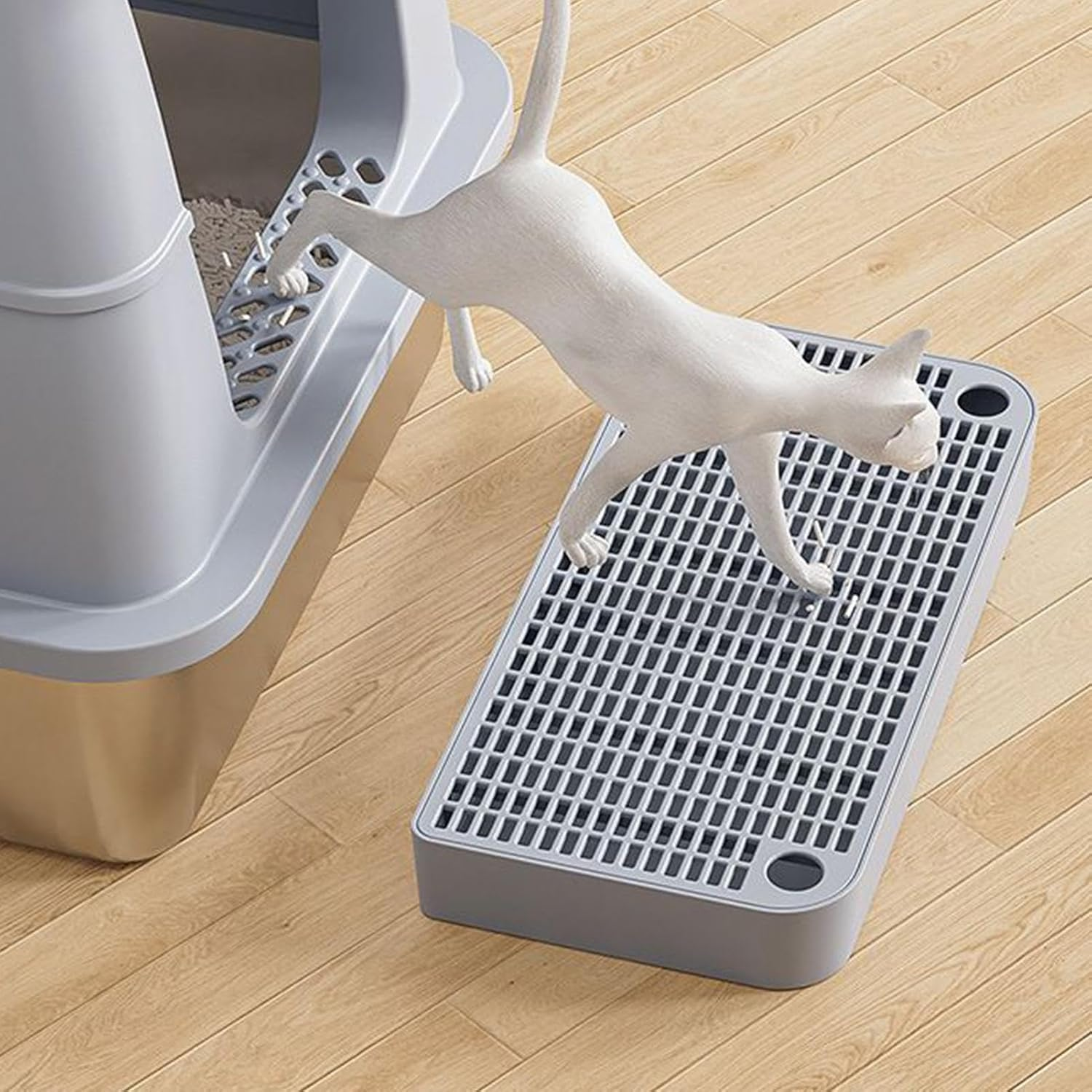 Cat Ramp Litter Box Step, Washable Cat Litter Box Step for Floor, Waterproof Kitten Toilet Front Stool for Home, Pet Room, Living Room - Black image number 5