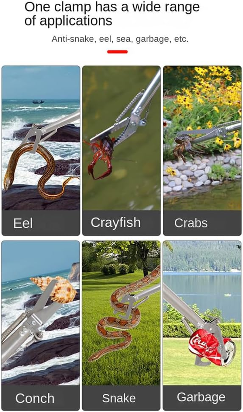 Snake Tongs, 120Cm/150Cm Extra Long Snake Grabber Tool, Collapsible Reptile Snake Tongs, Stainless Steel Snake Catcher Stick, Snake & Reptile Hook Wide Jaw Pick-Up Handling Tool 1.5M Straight Clip image number 6