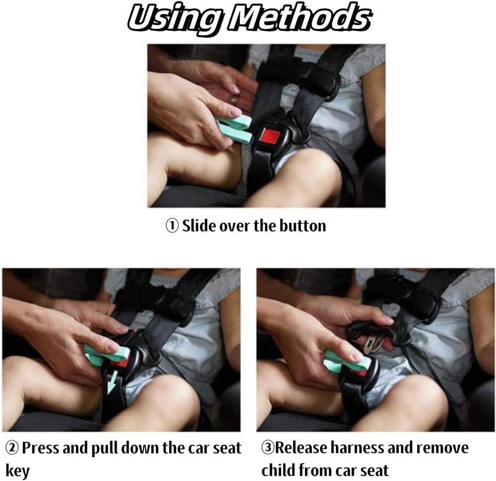 DACUAN 2Pcs Car Seat Openers, Car Seat Buckle Tool with Keychain, Car Seat Key Car Seat Button Opener Car Seat Buckle Opener for All Car Seats image number 2