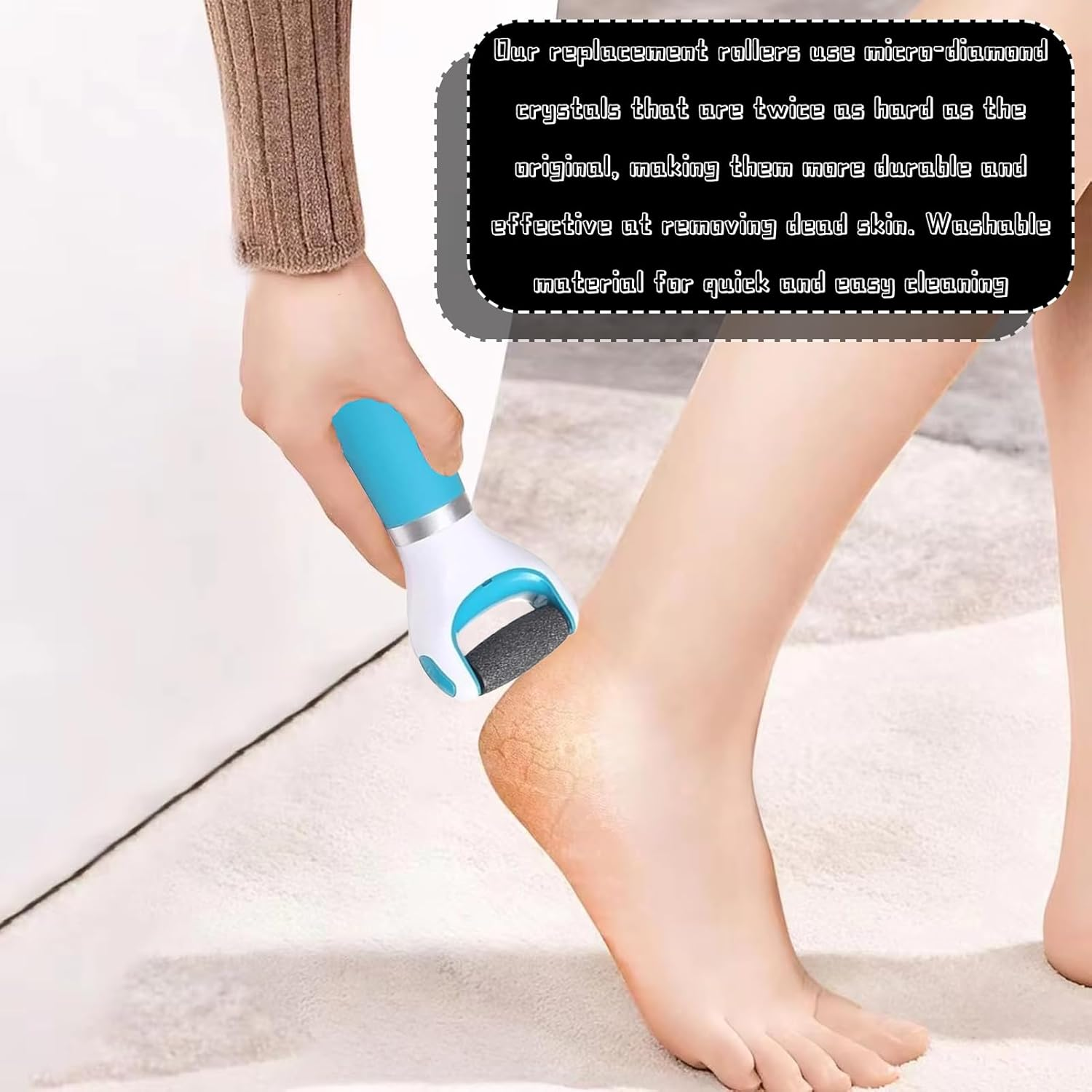 Scholl Callus Remover Replacement Rollers, Electric Foot File, Extra Coarse Scholl Replacement Rollers, Compatible with Velvet Smooth Foot Care Kit, Removes Calluses Pack of 12 image number 5