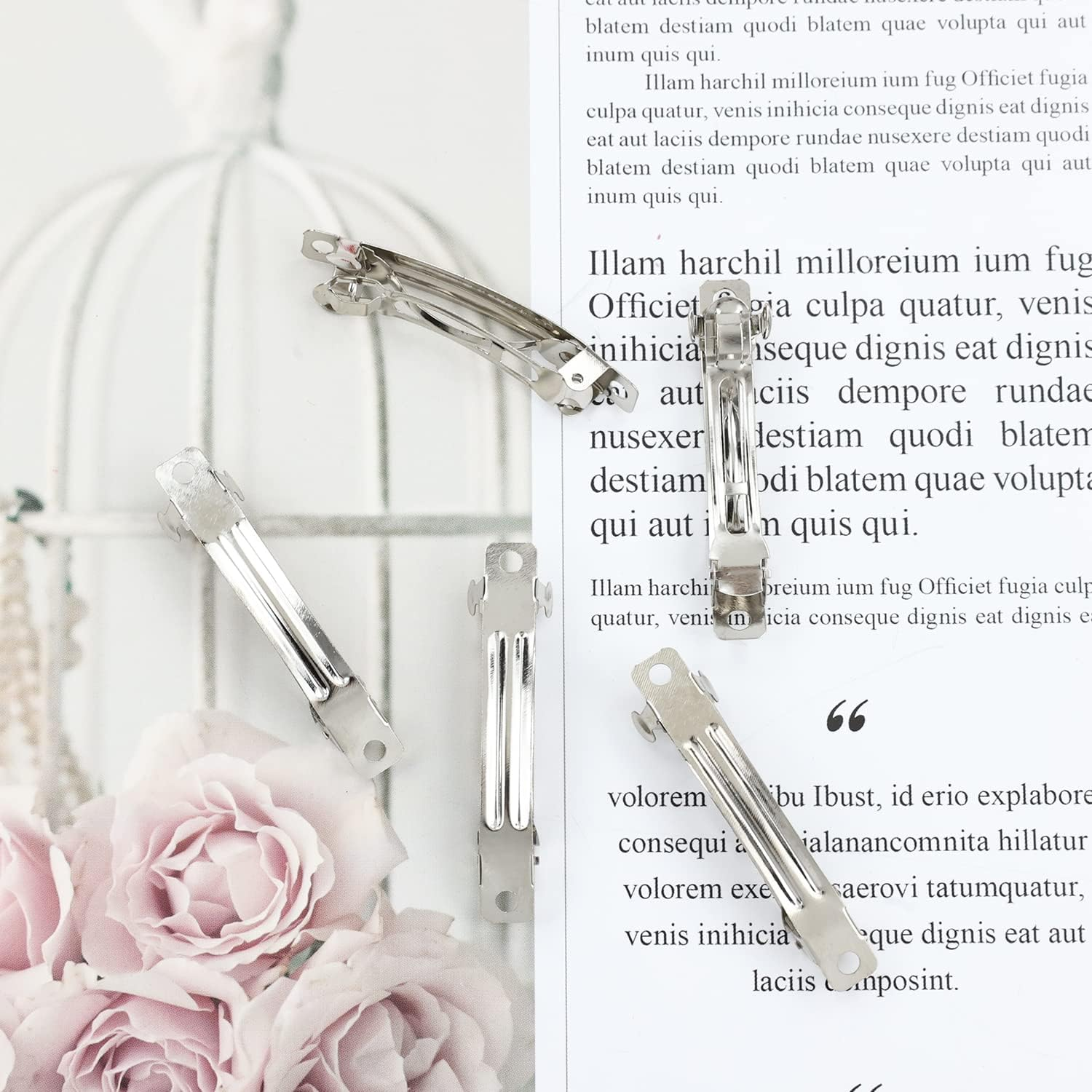 Cinaci 50 Pieces 5 Cm Blank Silver DIY Metal French Hair Clips Craft Snap Hair Clips Pins for Women Girls Hair Accessories image number 4