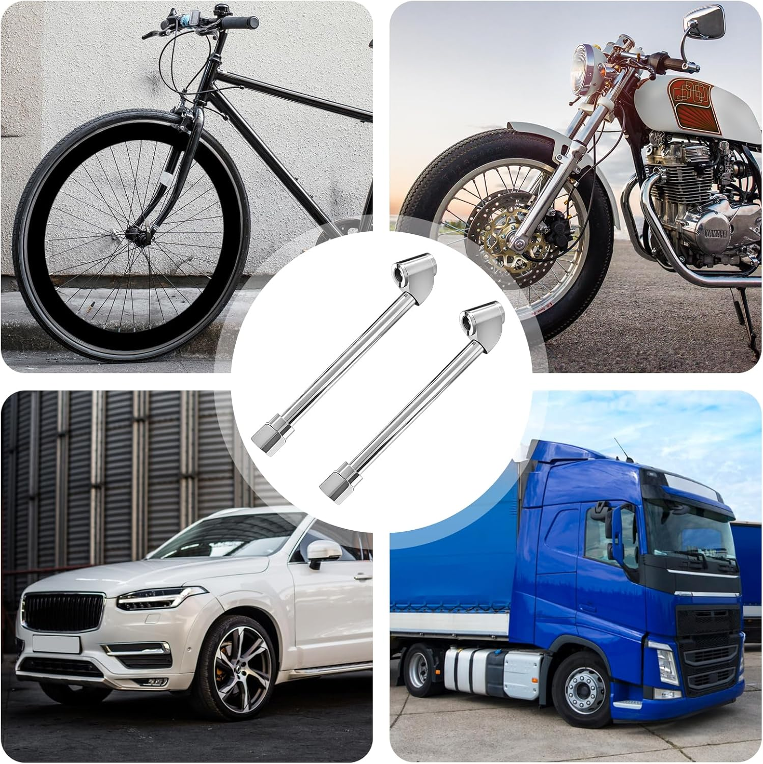 NILLOS Tire Inflator Rod, 2 PCS 1/4'' Dual Head Tyre Air Chuck for Truck, Bus, Car, Motorcycle, Valve Tool (Silver) image number 3