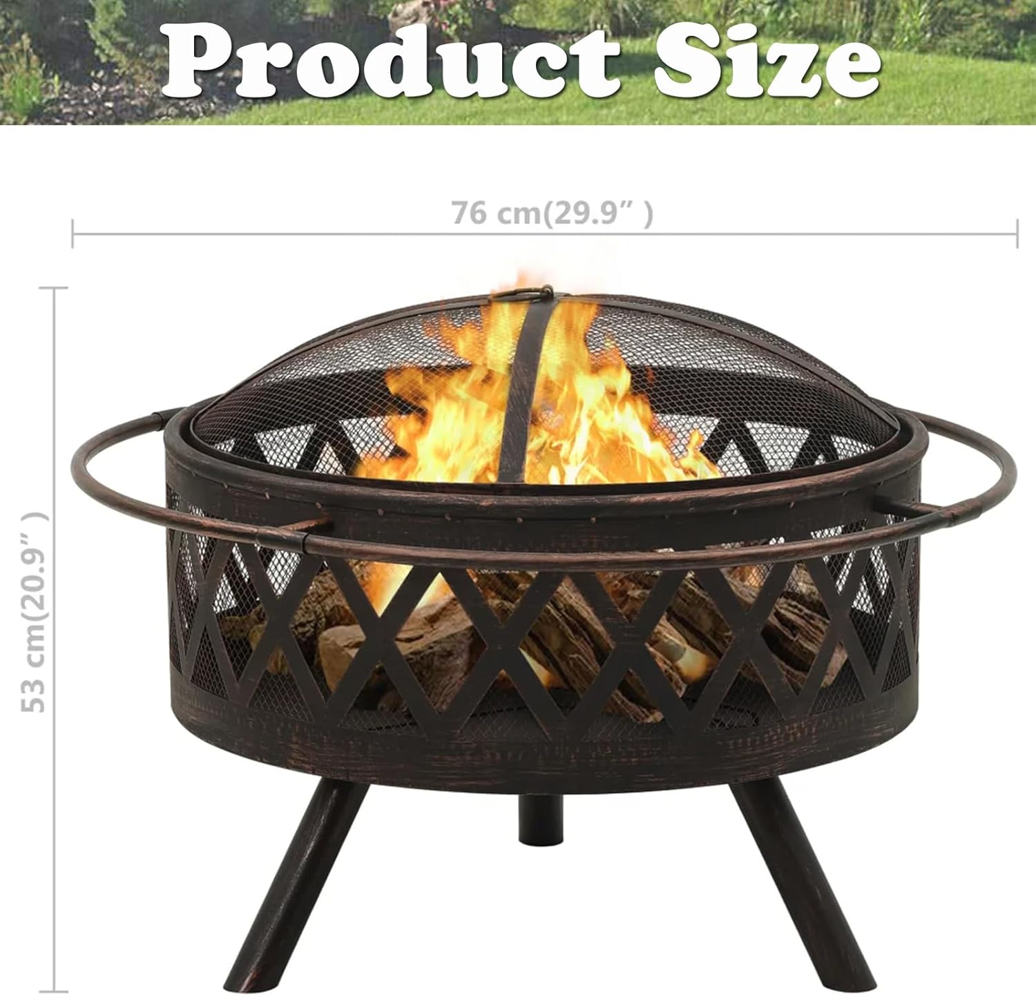 Outdoor Metal Fire Pit Backyard Patio round Garden Stove Fire Pit with Poker image number 4