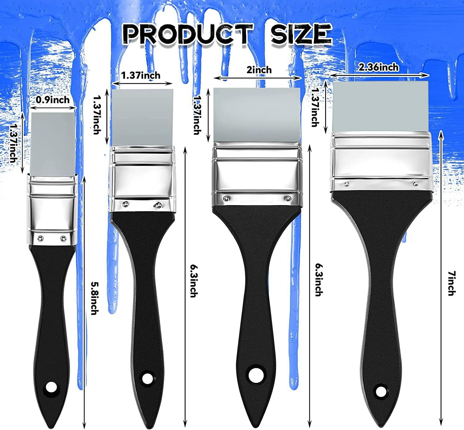 Zicojia 4 Pcs Silicone Paint Brush Set Color Shaper Silicone Brush for Resin Paint Brush, 1 1.5 2 2.5 Inches Wide image number 3