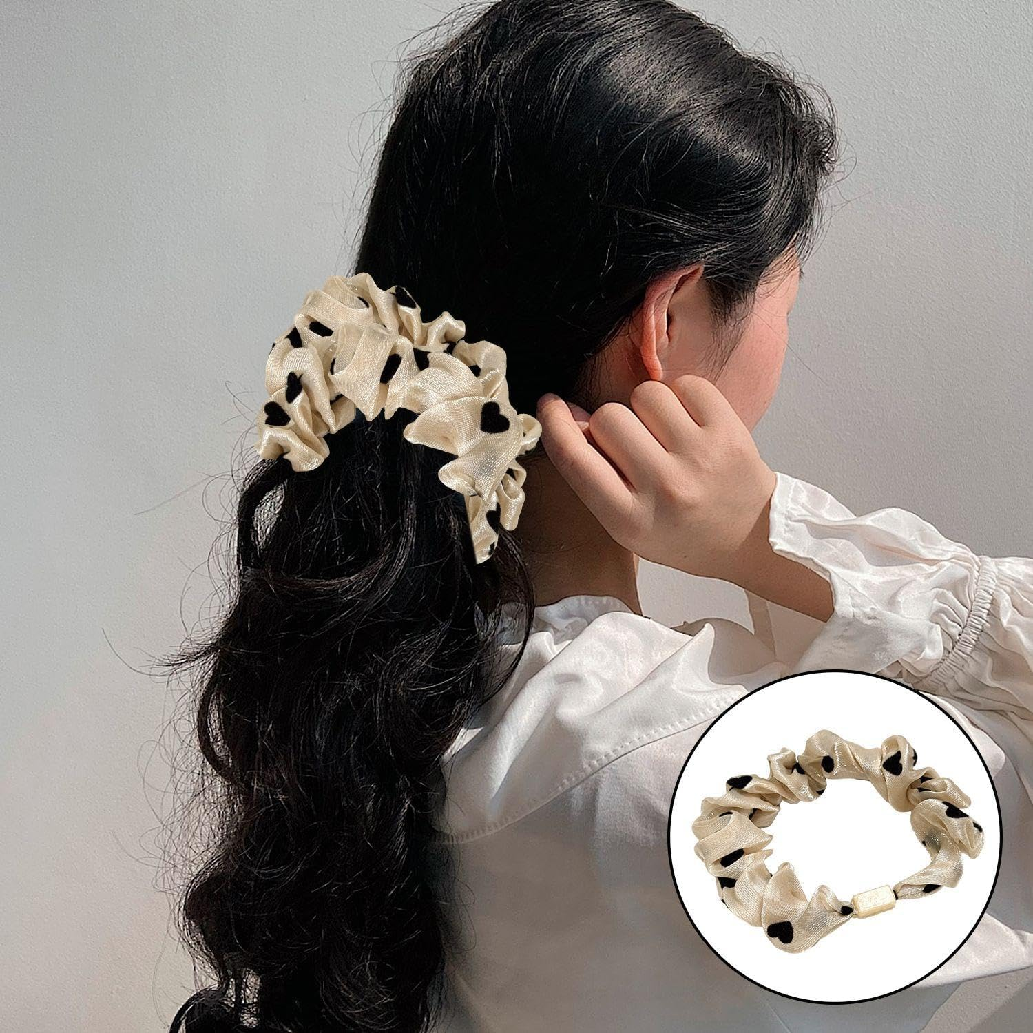 6 Pieces Polka Dot Hair Loops, Simple Mesh Headpiece, Daily Wild Hair Rope, Ponytail Hair Accessories, Hair Wrap Tools for Girls image number 2