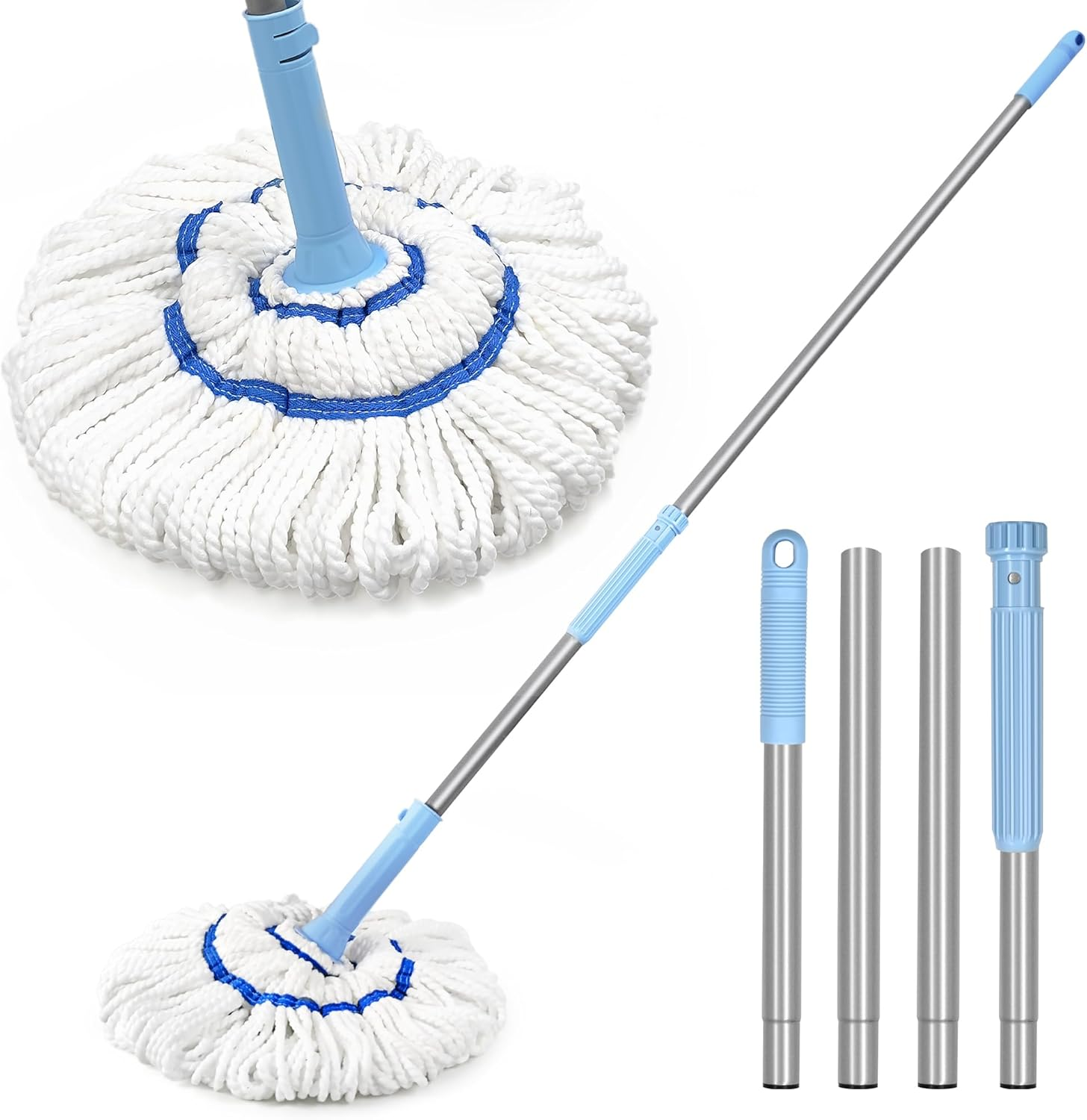 NEWE Self Wringing Twist Mop for Floor Cleaning, Upgraded 45 Cm Wide Microfiber Mops, 140 Cm Long Handle Wet Dry Kitchen Easy Squeeze String Mop for Wood, Hardwood, Tile, Marble