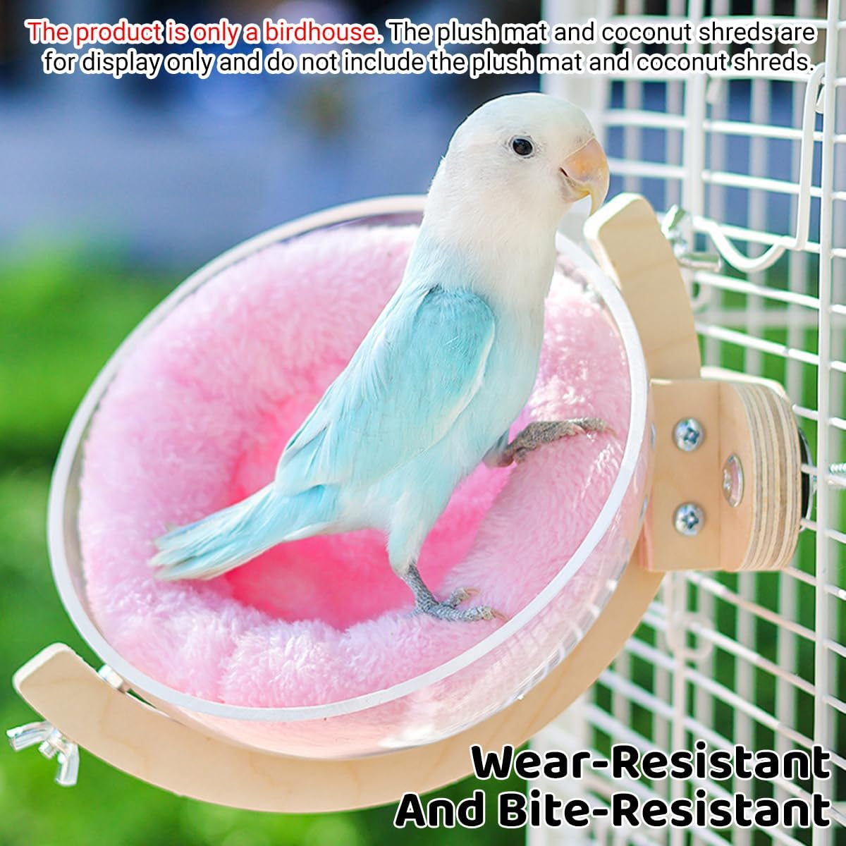 AIMALL Parrot Resting and Sleeping Nest with Wooden Perch Transparent Ventilated Capsule Design Swing and Fixed Styles 5.90In Diameter for Small and Medium Birds All Seasons image number 6
