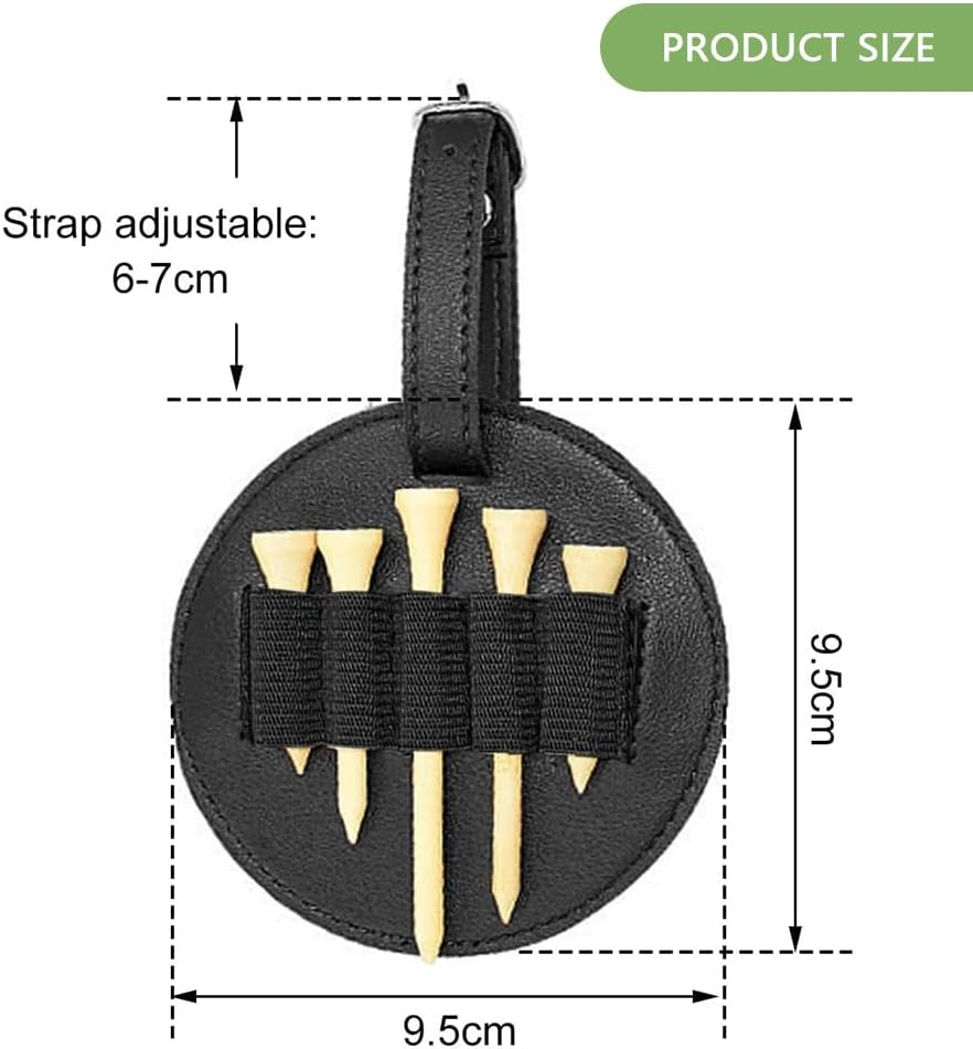 Golf Tee Holder Bag with 10 Tees, Leather Waist Pouch Organizer, Portable Golf Tee Storage for Men & Women