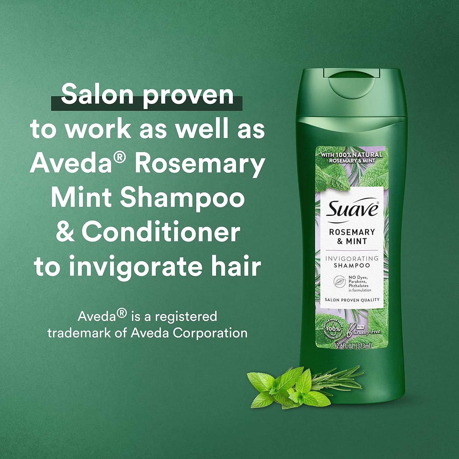 Suave Shampoo to Revitalize Hair Rosemary and Mint Invigorating for Dry Hair,12.6 Fl Oz (Pack of 6)