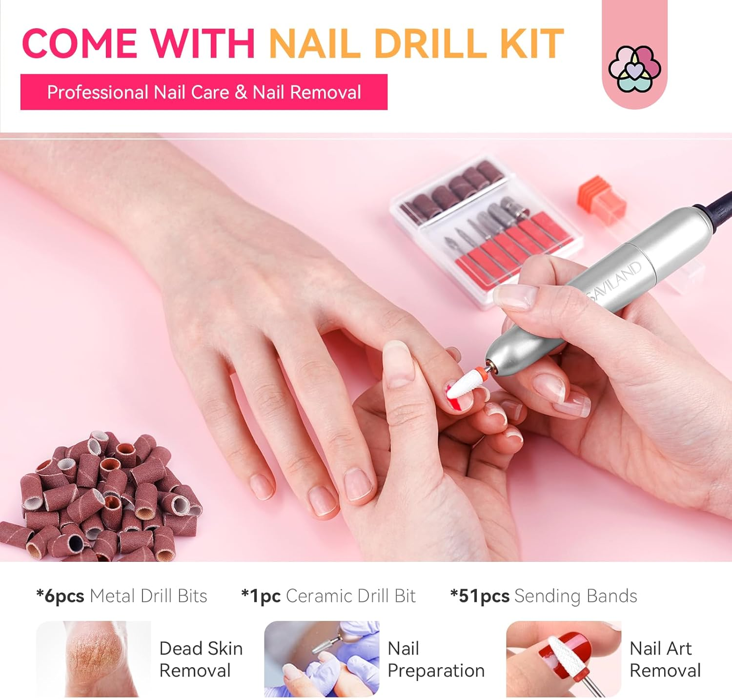 SAVILAND Acrylic Nail Kit with Drill: Professional Acrylic Nail Set for Beginners with Everything U V Light 3 Colors Gel Polish Decorations Nails Tools for Home Salon Use Christmas Gift Set image number 6
