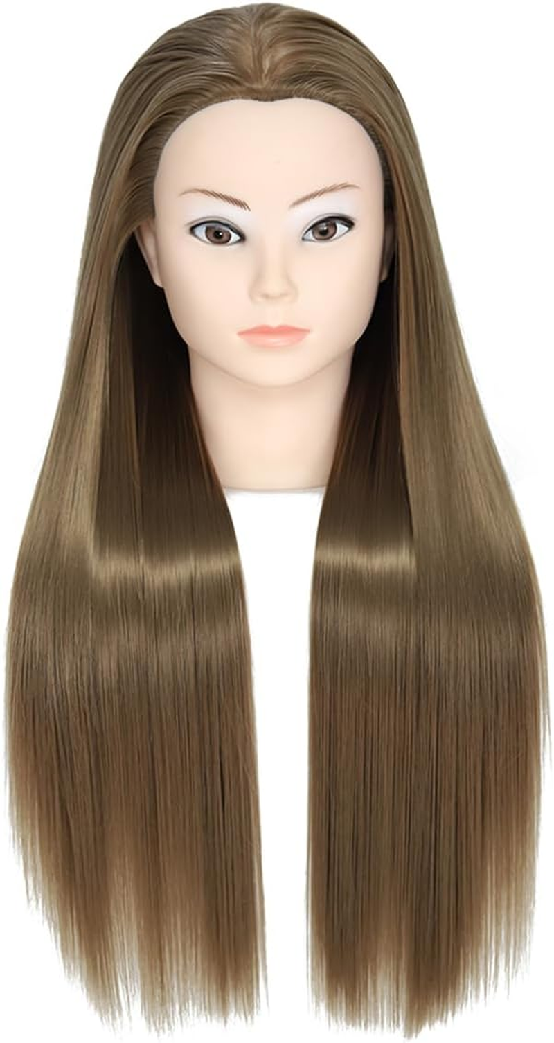 Training Head,26-28 Inch Hairdressing Head 100% Synthetic Fiber Cosmetology Mannequin Head with Free Clamp for Braiding Stying - 02G-30 image number 5