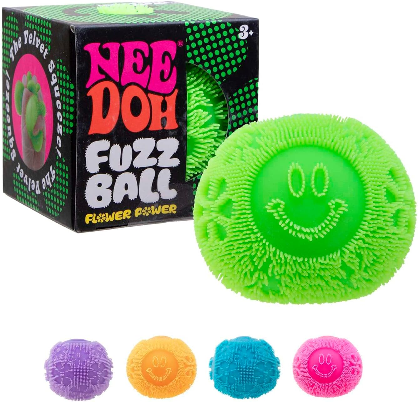 Needoh Fuzz Ball Flower Power - Ultra-Soft Squishy Stress Ball with Velvet Texture & Groovy Flower Design, Assorted Colours, Fun Sensory Fidget Toy for Kids & Adults image number 6