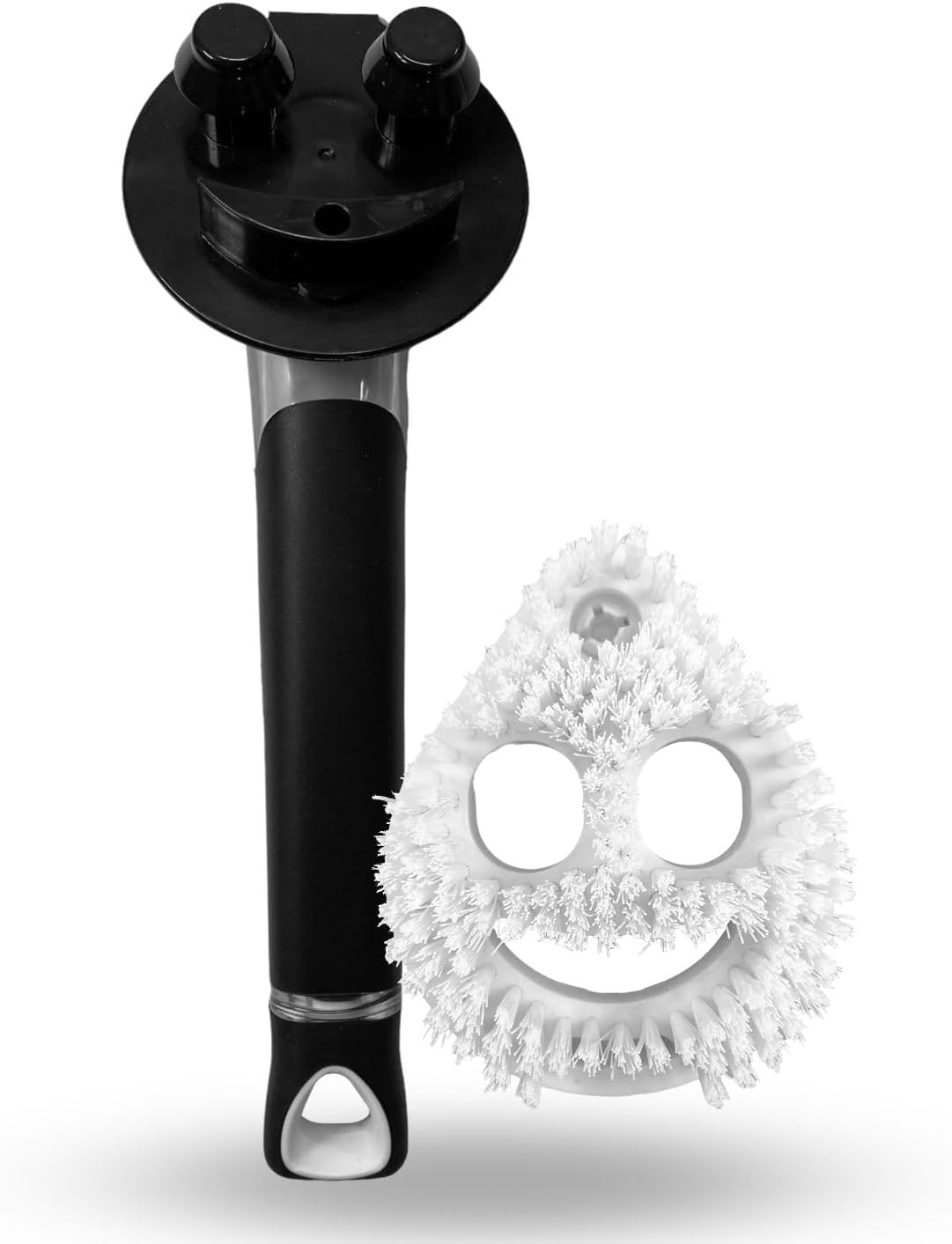 The Original Smiling Handle with Soap Dispensing by Smilyeez for the Smiling Sponge & Smilyeez Dishwand Combo (White/Grey)