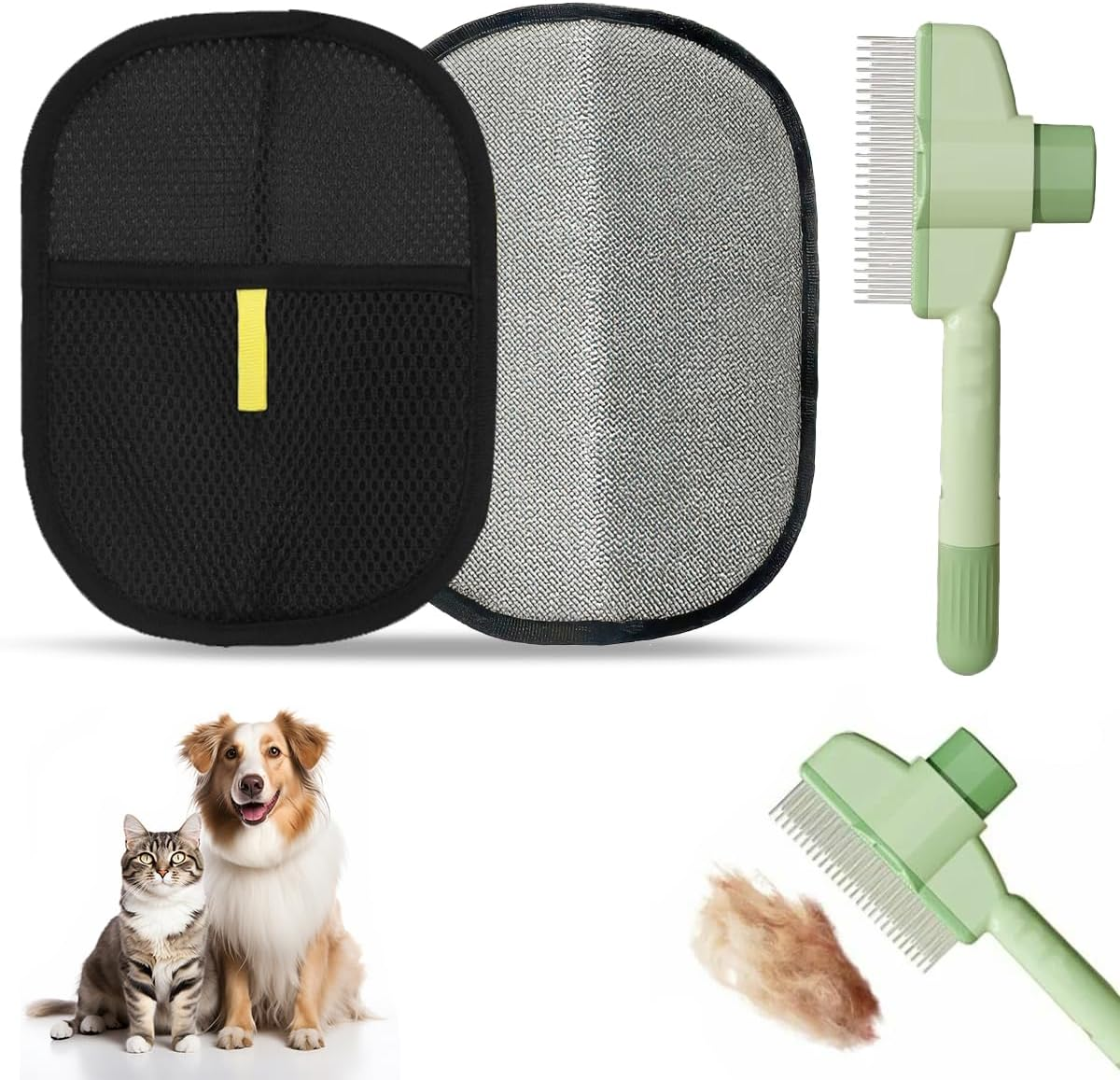 Pack of 2 Magnetic Gloves & Self-Cleaning Fur Flash Brush Cat Hair Remover Glove with Stainless Steel Comb for Removal, Fur Magnetic Gloves for Long and Short Hair Cats and Dogs image number 3