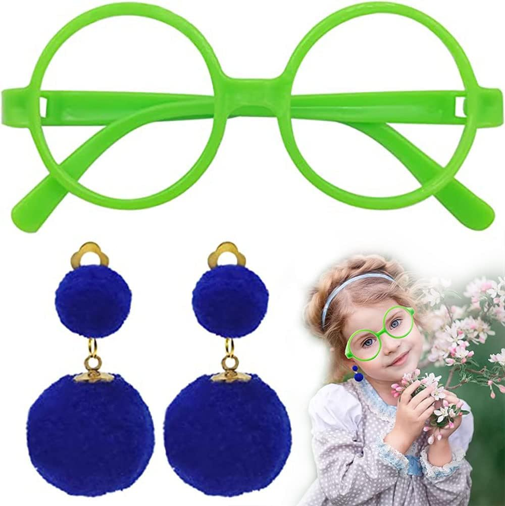 Encanto Mirabel Isabella Costume Glasses ，Earrings for Girls Cosplay Halloween Dress up Frame and Earrings for Girls Cosplay Halloween Party image number 2