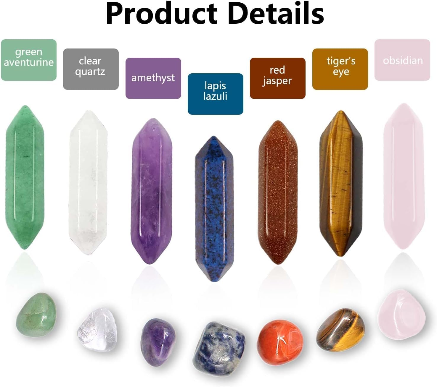 OSYLICT Healing Crystals Chakra Stones Sets,Natural Reiki Healing Crystal Points Gemstone Wand Set for Meditation Crystal Therapy Anxiety Relief Balancing Yoga Crystals and Gemstones for Beginner image number 1