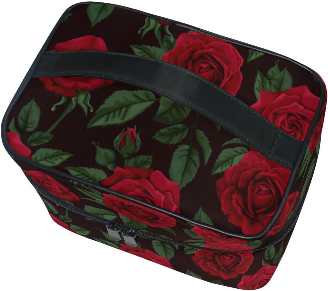 ODAWA Abstract Floral Pattern Makeup Bag Waterproof Travel Organizer Bag for Women and Girls, Red Roses2 - Bright Gentle Pattern image number 6