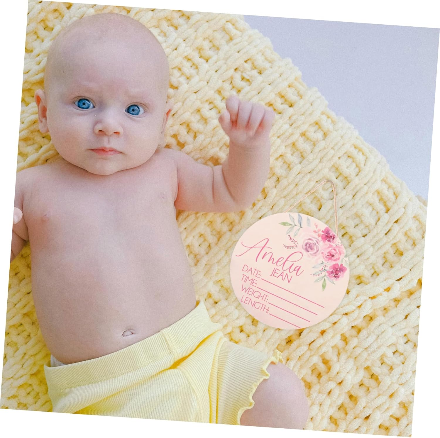 INOOMP Baby Name Announcement Sign Wooden Birth Announcement Sign for Newborn Nursery Decor for Hospital and Home image number 3