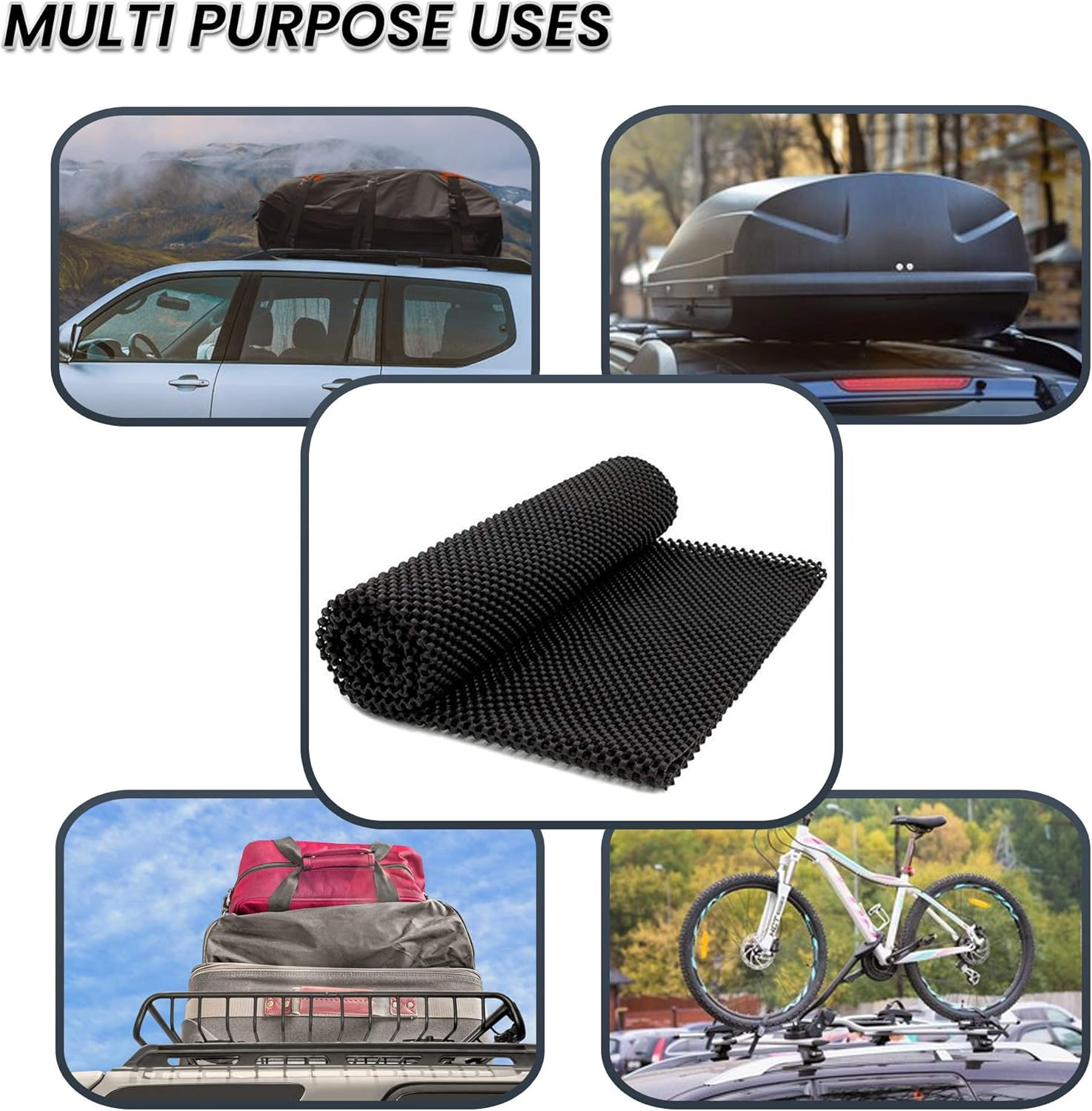 Zento Deals Extra Strong Car Roof Mat for Cargo Bag - Mesh Rubber Mat for Car Roof Carrier Bag-Anti-Slip, Extra-Cushioning, Car Roof Padding, and Home Rubber Mat, Grip, Universal Usage, Car Roof Racks image number 6