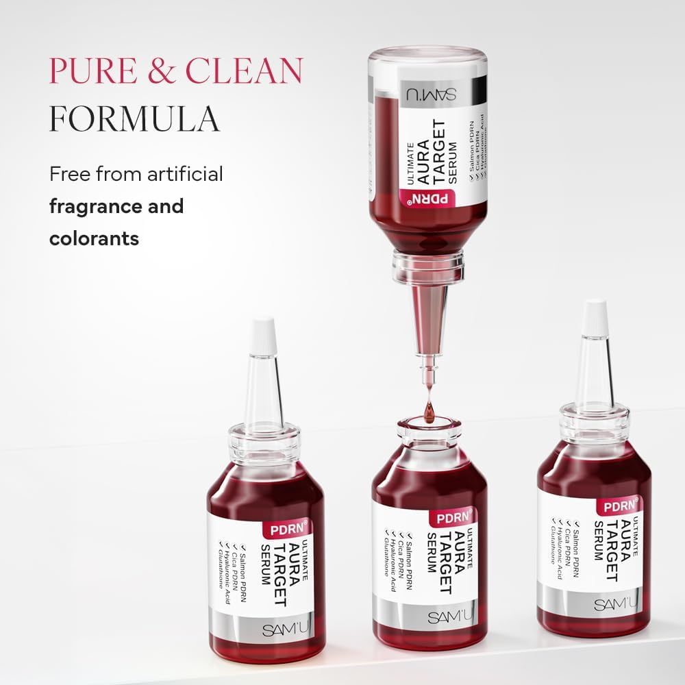 SAM'U PDRN Ultimate Aura Target Serum - PDRN Salmon Glow Serum with Glutathione, Vitamin C & Salmon PDRN, Korean Skin Care image number 3