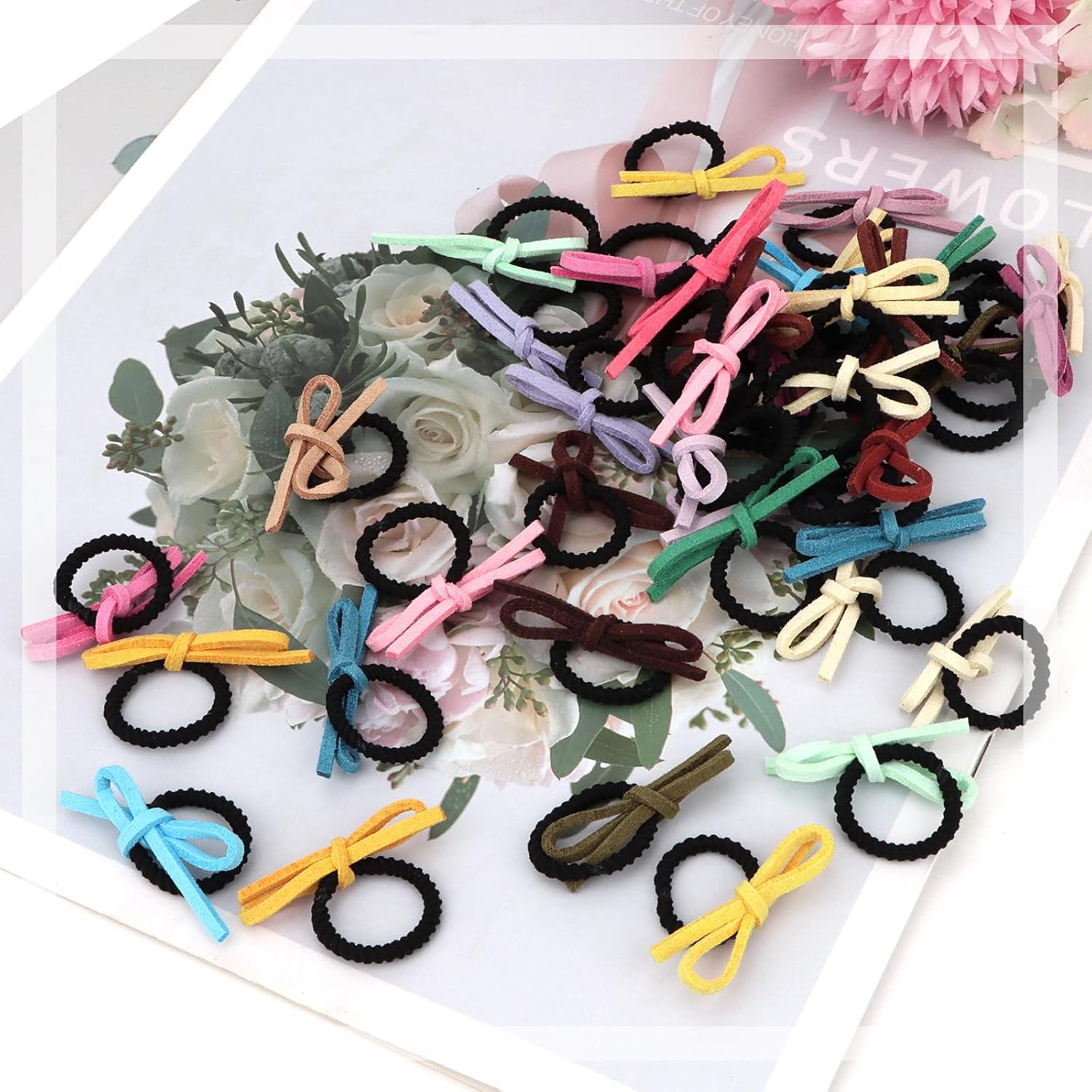EXIPSAT Pack of 4, 40 Small Butterfly Hair Elastics, Colourful Scrunchies Hair Bobbles for Girls image number 6