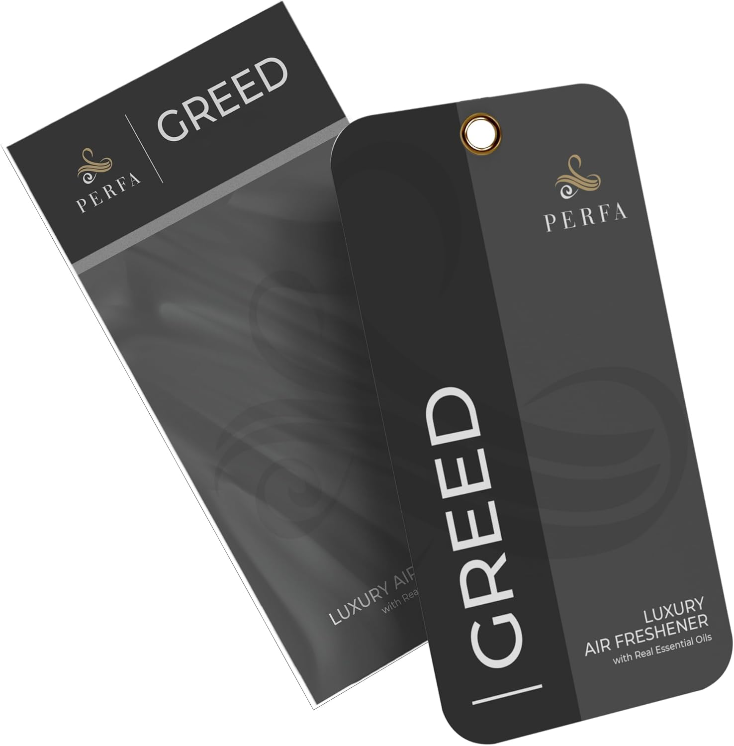 Greed Disposable Card Freshener for Men | Car Scents Air Freshener with Greed Fragrance | Strong Car Perfume Air Freshener with Odour Eliminating Technology | Greed by Perfa