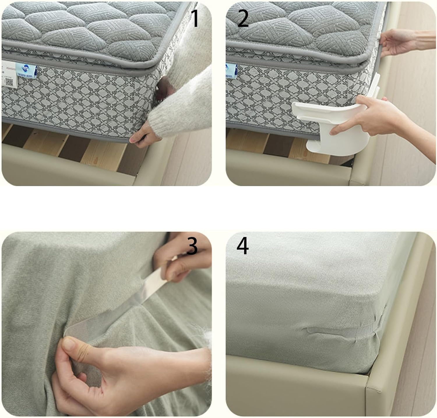 4-Pack Bed Sheet Holder Clips - No-Slip Fitted Sheet Fasteners & Duvet Stabilizers | Grey Anti-Shift Grippers for Mattress image number 1