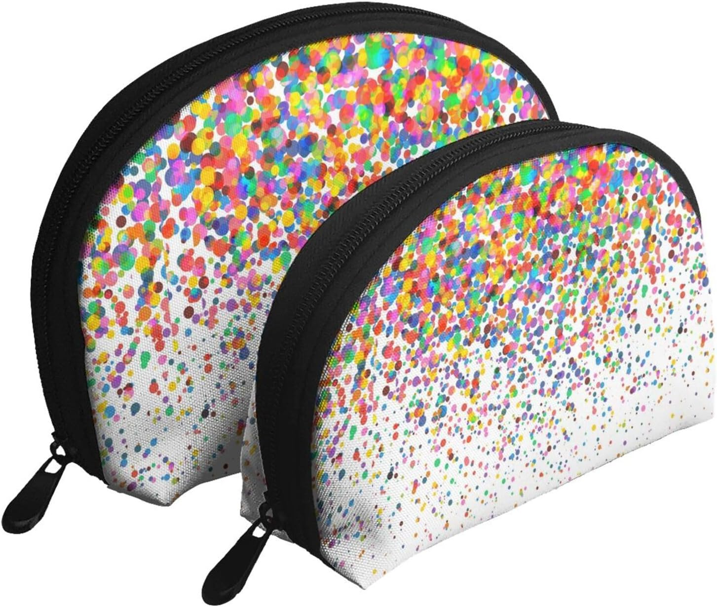 Cozimangoe Coin Pouch Makeup Bags Set, 2 Piece Shell Shape Cosmetic Bag with Pockets for Daily Travel Handbag Lipstick Keys Toiletry, Personalized Colored Dots Art Printed image number 6