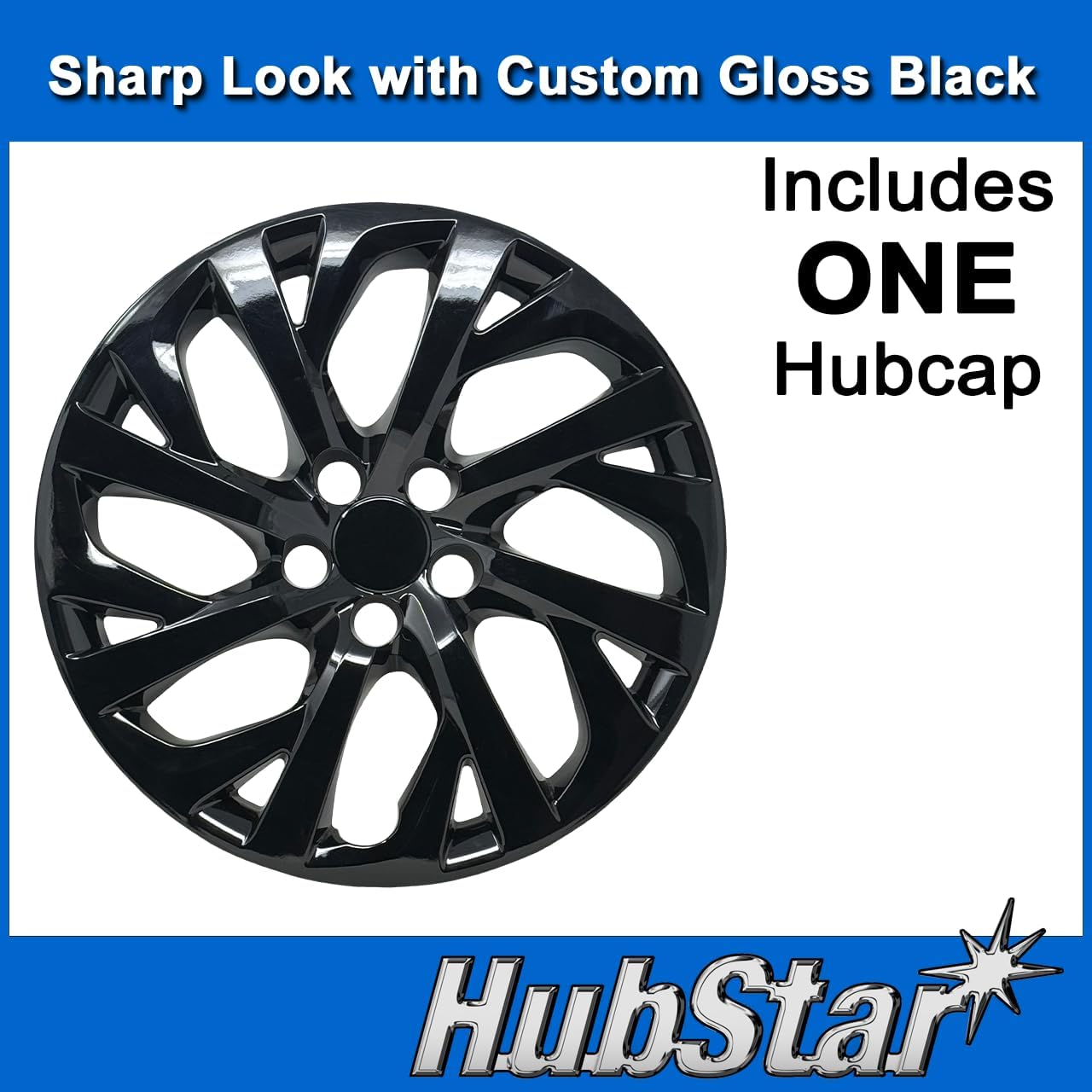 Hubcap Replacement for Toyota Corolla 2017-2019, Gloss Black 16-Inch Wheel Cover (1-Piece) image number 2