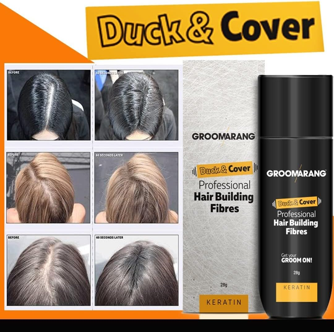 Hair Fibres GROOMARANG Keratin Hair Building Fibres for Thinning Hair - Instantly Conceals Thinning Areas for Fuller Thicker Hair - for Men & Women 28G plus Hairline Optimiser (Medium Blonde) image number 4