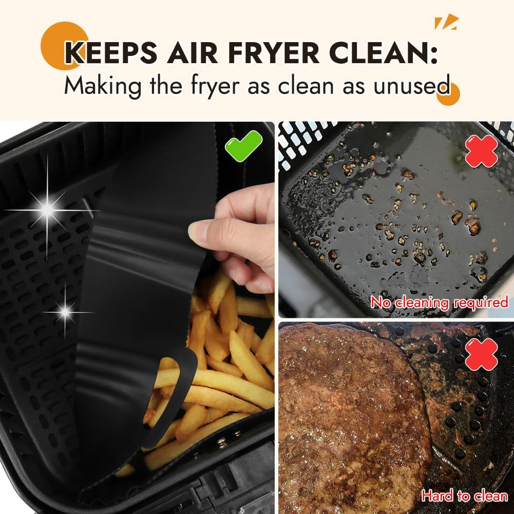 GINOYA Silicone Inserts for Tefal EY9018 Dual Easy Fry 5.2/3.1 L, Moulinex 8.3 L, Cecotec 5.5/3.5 L Baskets, DMS 6L/4L, Air Fryer Accessories for Double Chamber Hot Air Fryer Dual image number 5