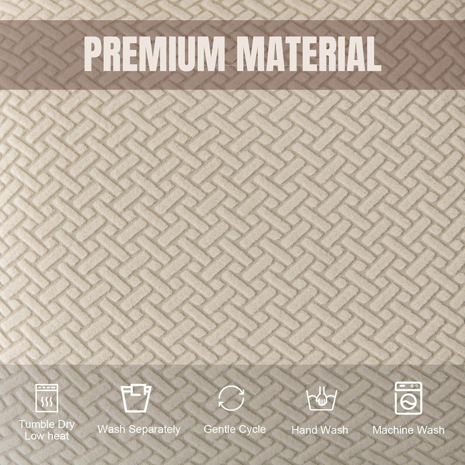 Dining Chair Covers Set of 4, JOMWEN Stretch Jacquard Washable Seat Slipcovers, Chair Cushion Protector, Kitchen Dining Home (Beige, 4 PCS) - Black image number 4