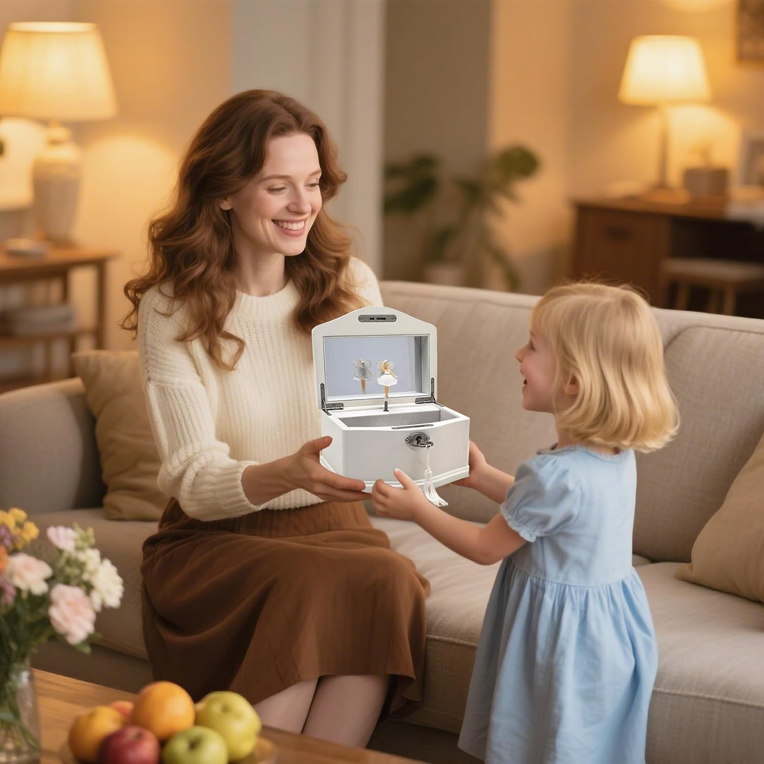 Lihou Papaq Musical Ballerina Jewelry Box for Girls and Women - Kids Music Box with Spinning Ballerina,Mirror and Lock,Gifts for Christmas,Birthday,Valentine'S Day-Medium (White) - Pink image number 7