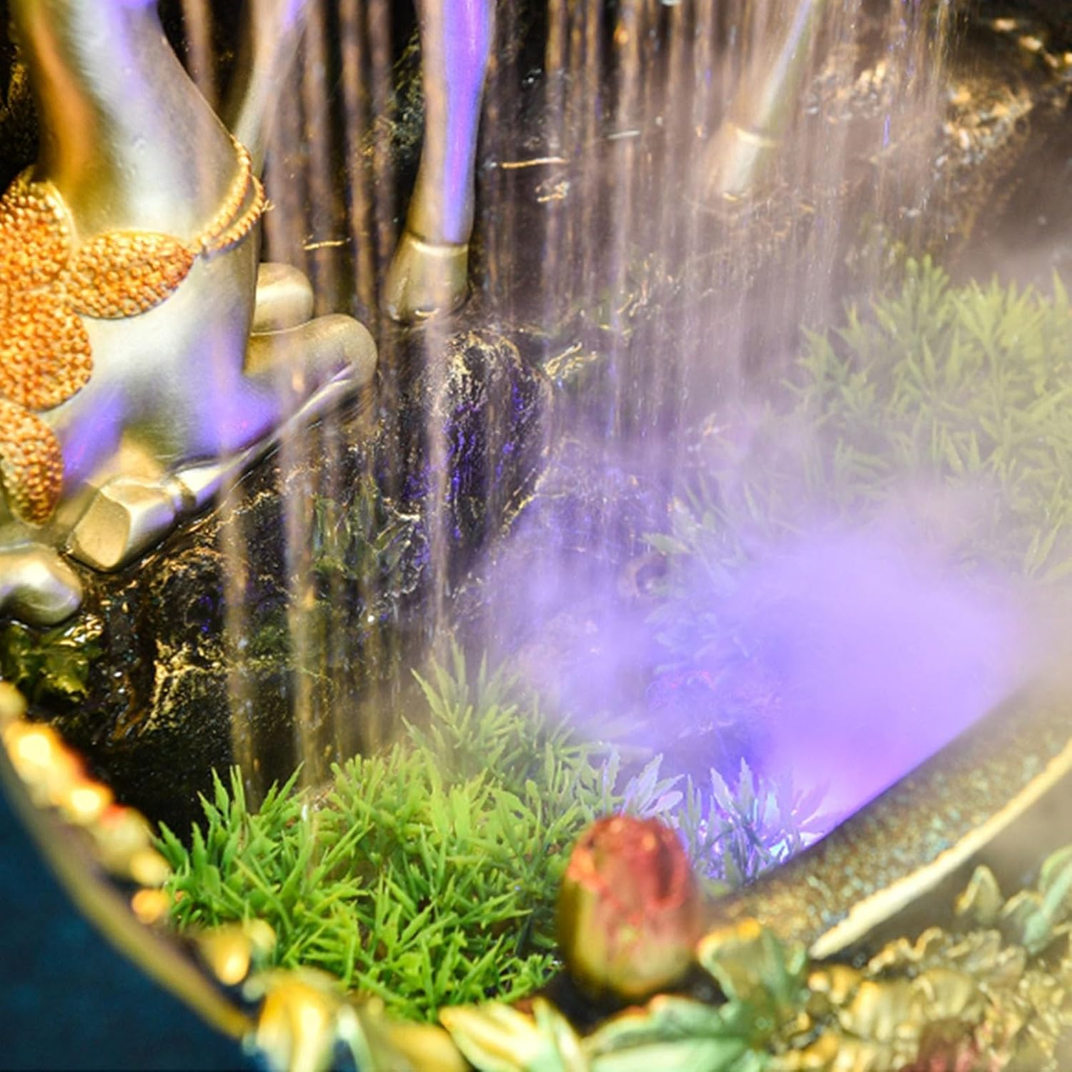 Outdoor Fountain Indoor Floor-Standing Water Fountain, Home Waterfall with Atomizer Polyresin Decoration Decor Ornament for Meditation Relaxation