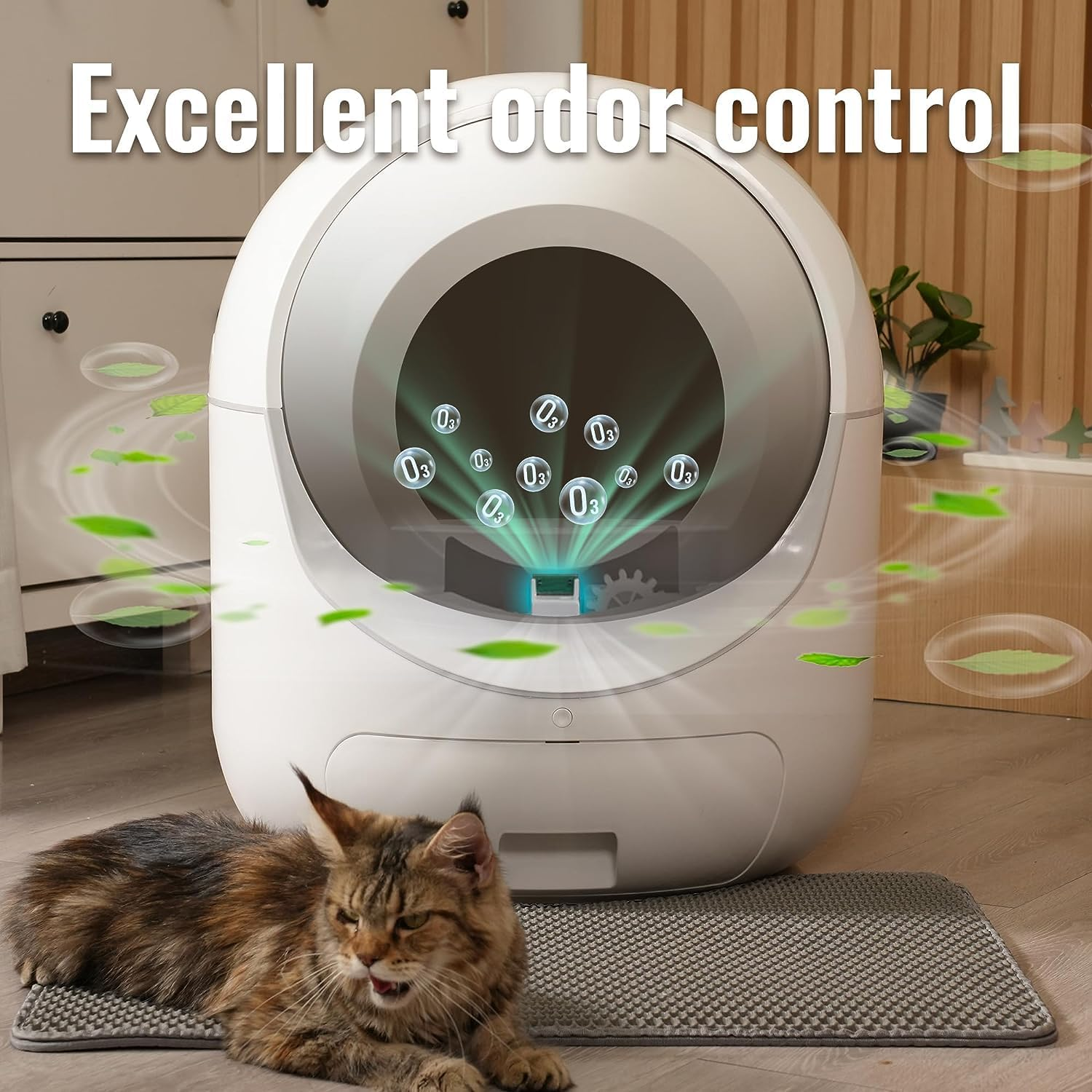 Self Cleaning Cat Litter Box, 60L+10L Extra Large Automatic Cat Litter Box with APP Control Odor Removal, Safety Protection/Suitable for Multiple Cats image number 3