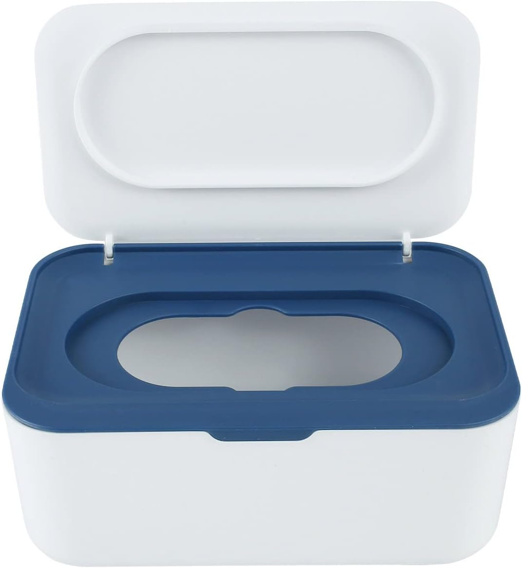 Wipes Dispenser Keeps Wipes Fresh Baby Wipe Holder Sealing Refillable Wipe Container Dustproof Tissues Wipes Case with Lids for Home Bedroom Nursery Room Car Office Bathroom (Dark Blue) - Dark Blue image number 3